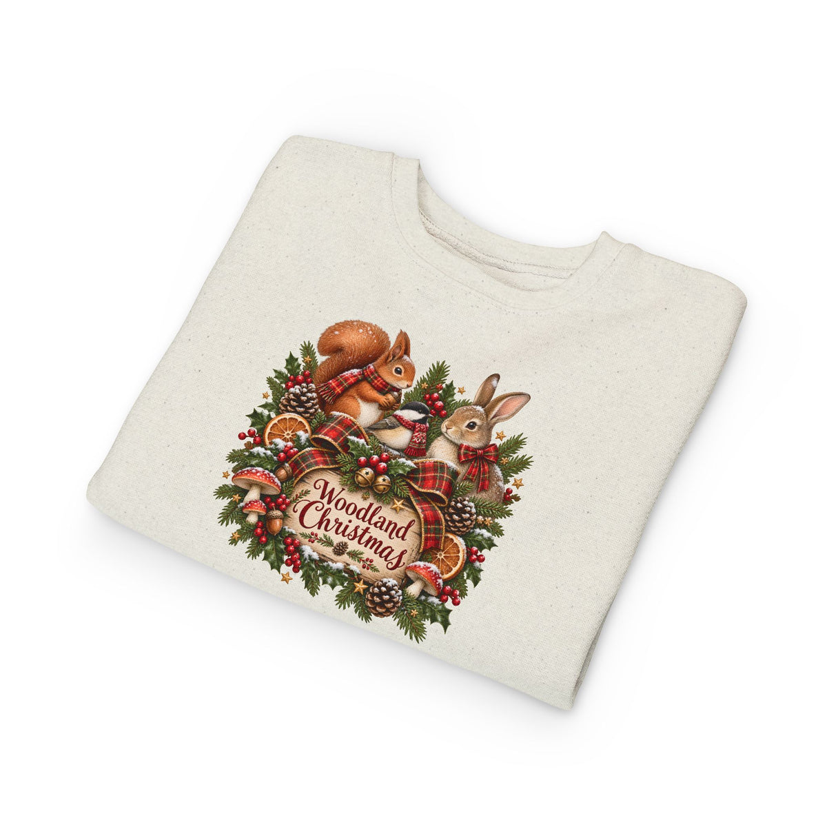 Woodland Christmas Toddler Sweatshirt — Cute Squirrel & Bunny Holiday Pullover