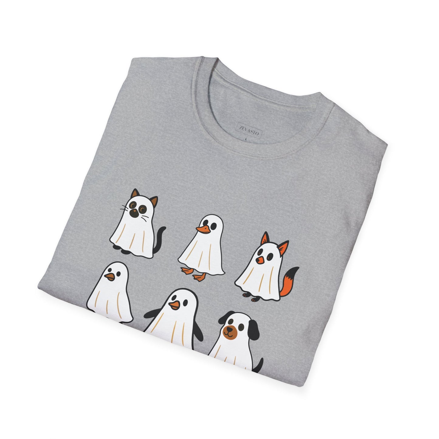 Cute Ghost Cartoon Unisex T-Shirt, Halloween Tee, Pet Lover Gift, Whimsical Shirt, Fun Casual Wear