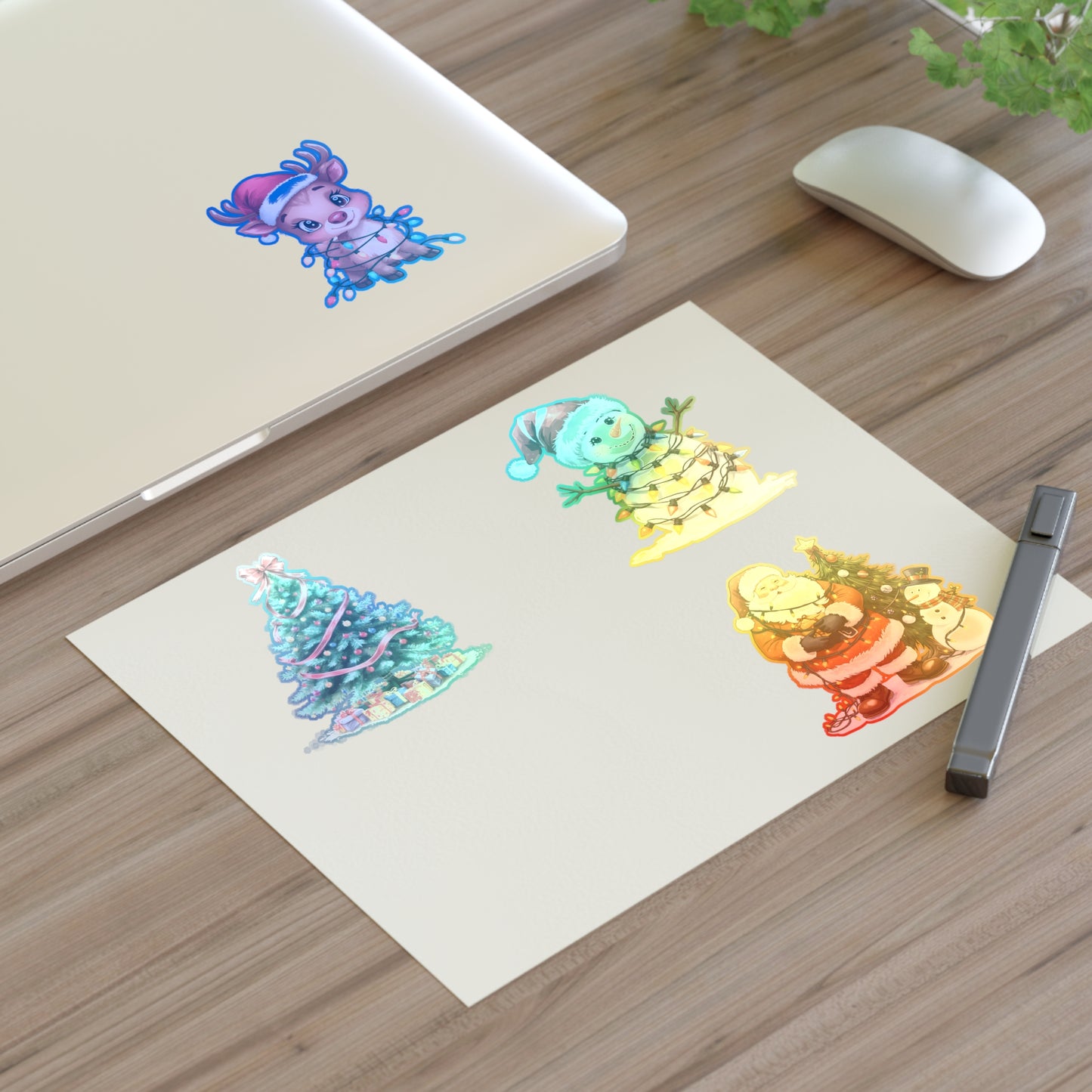 Christmas Sticker Sheet — Santa, Reindeer, Snowman & Tree Holiday Stickers