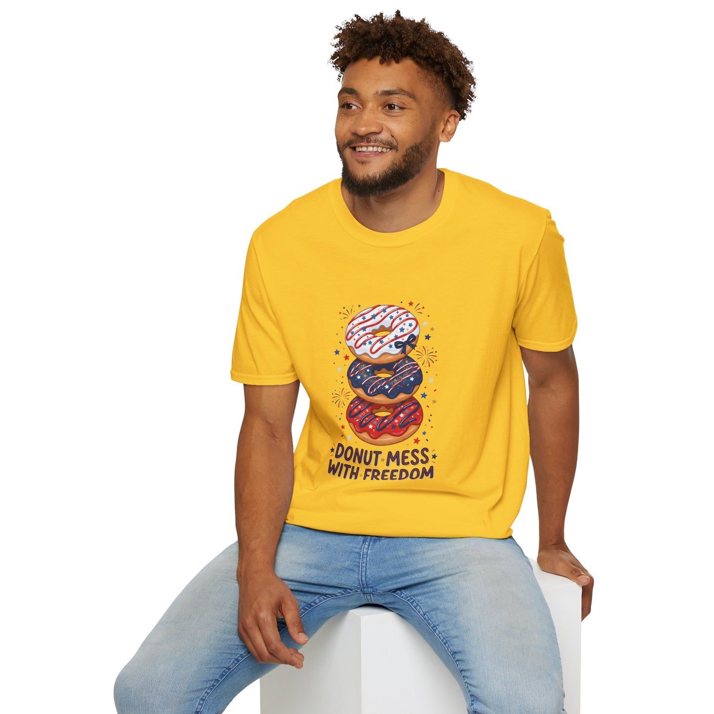 Donut Mess With Freedom T-Shirt — Patriotic Donut Stack 4th of July Tee