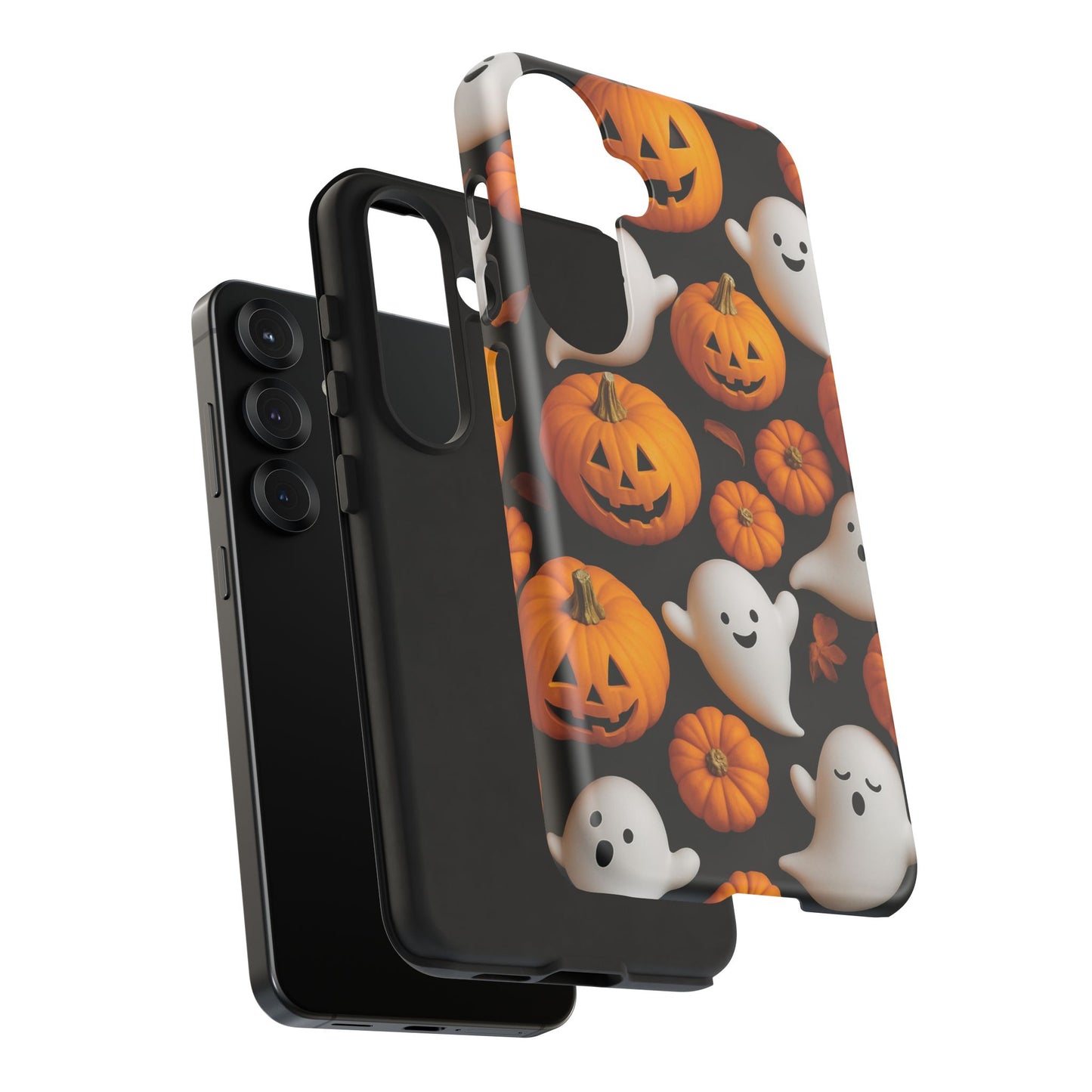 Halloween Phone Case, Spooky Ghosts and Pumpkins Design