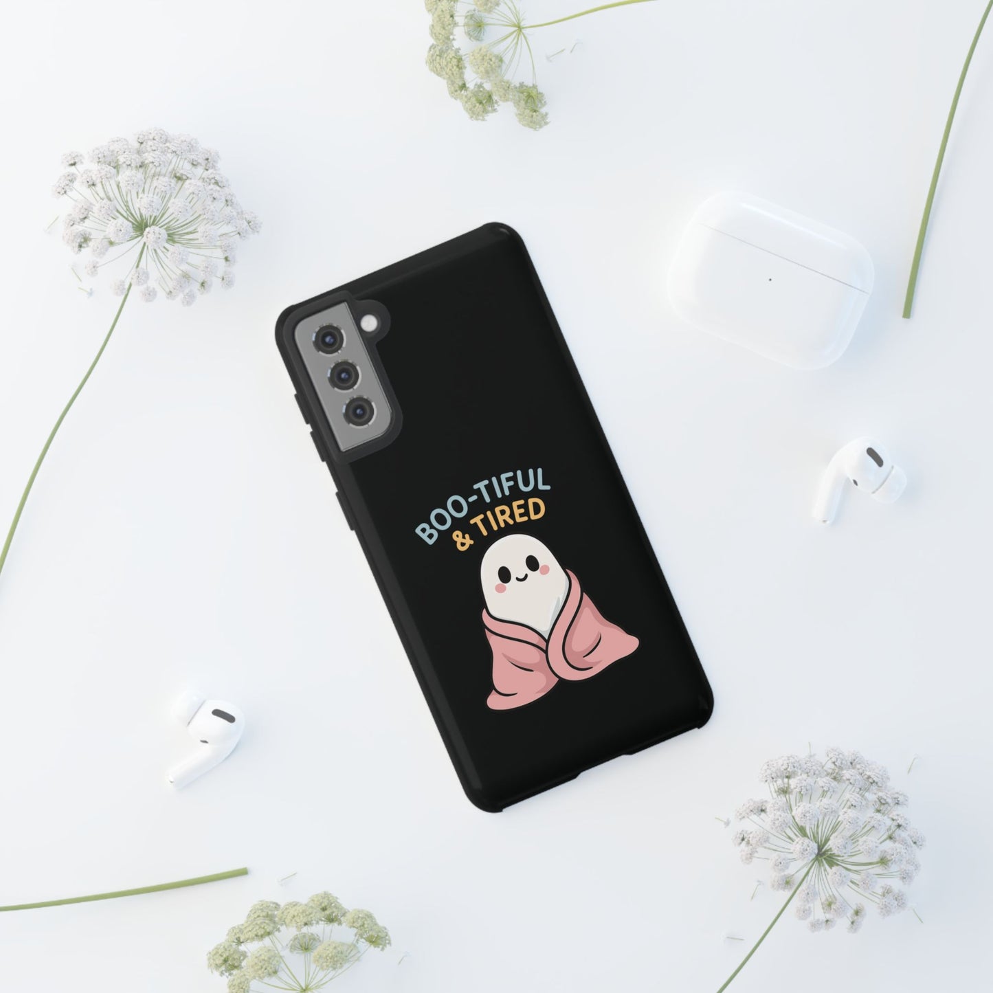 Boo-tiful & Tired Phone Case, Halloween-Themed Design
