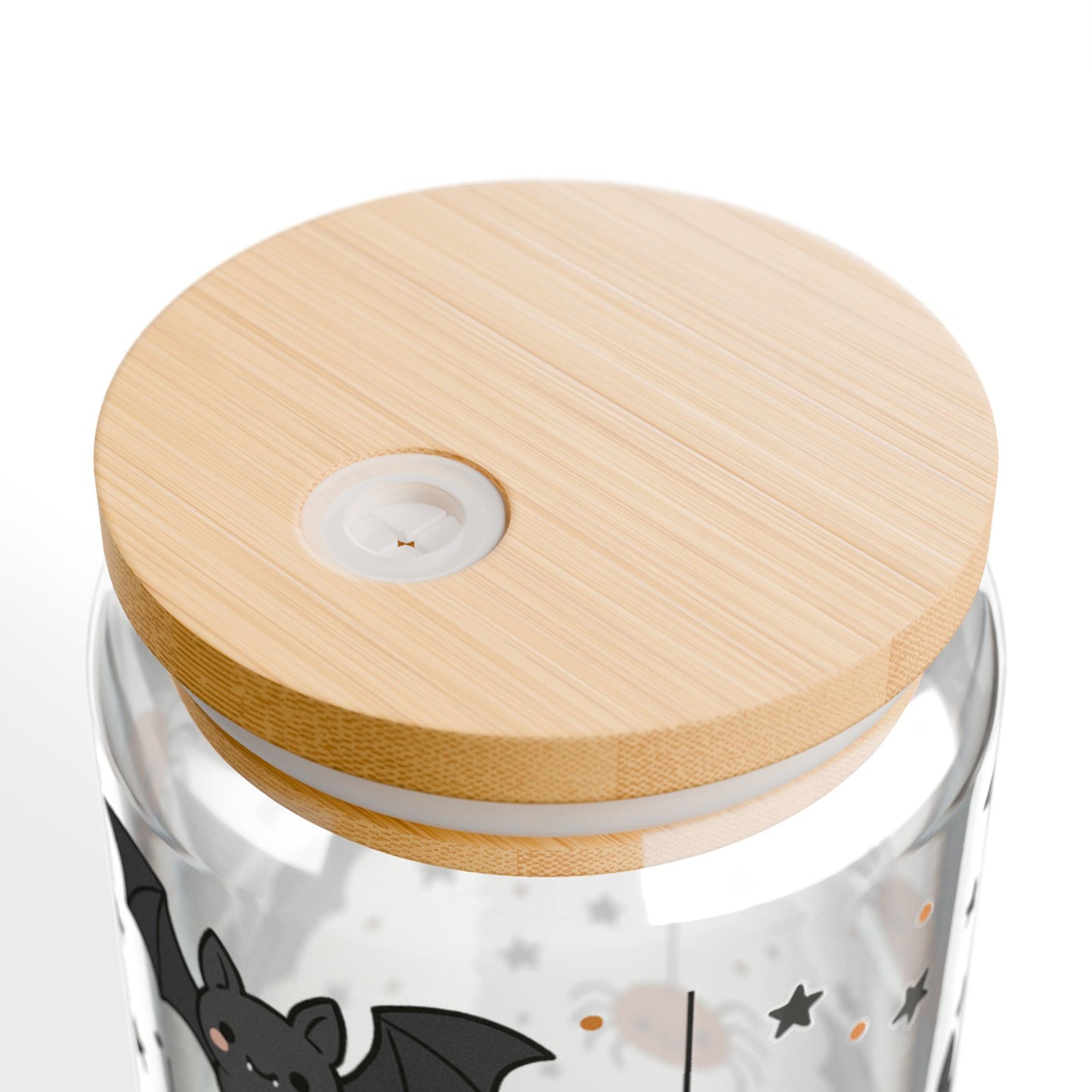 Halloween-Themed Sipper Glass, 16oz with Bat and Spider Design, Perfect for Spooky Parties, Fall Gatherings