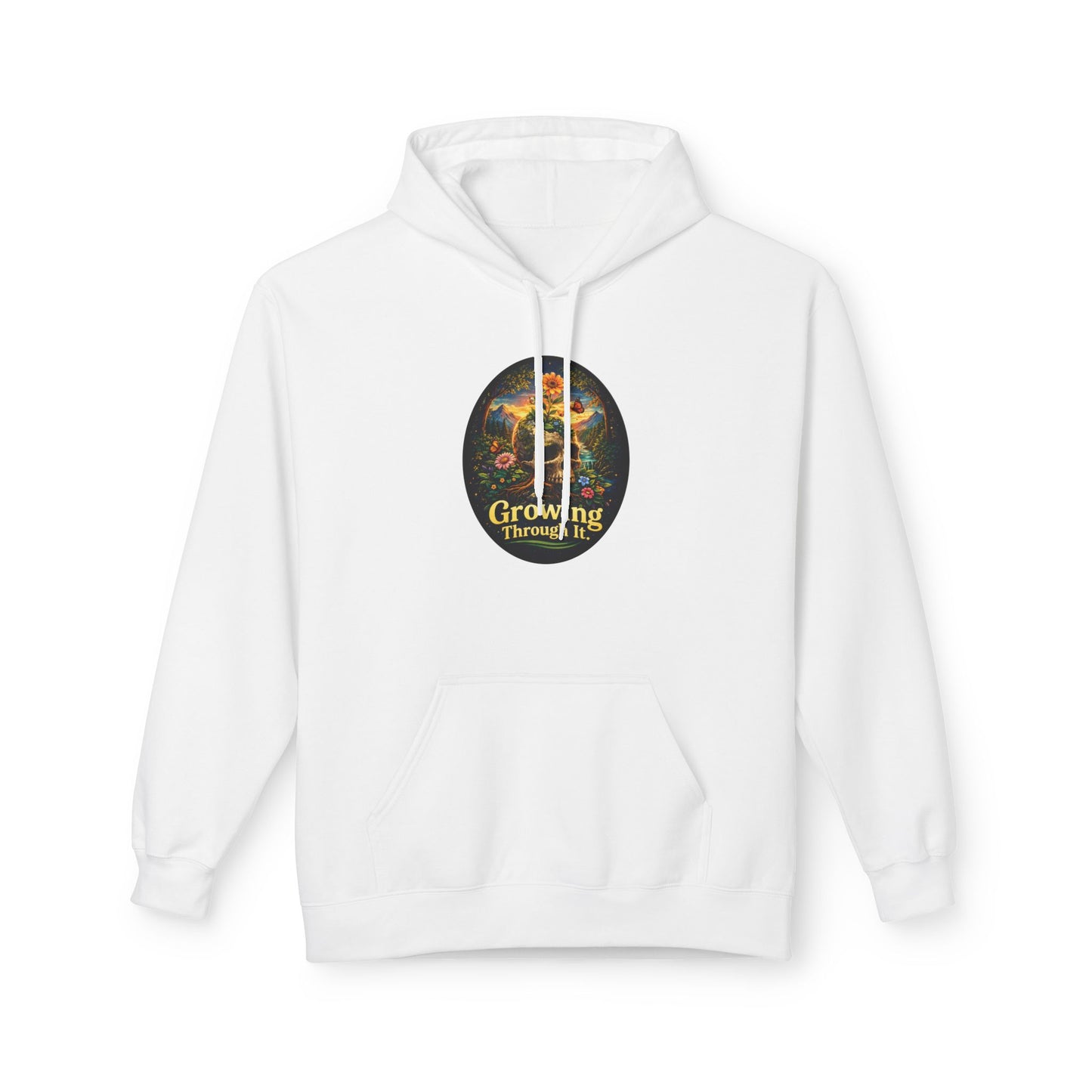 Growing Through It Hoodie – Earth Day Nature Skull Sweatshirt | Mental Growth & Healing Hoodie | Botanical Aesthetic Unisex Hoodie