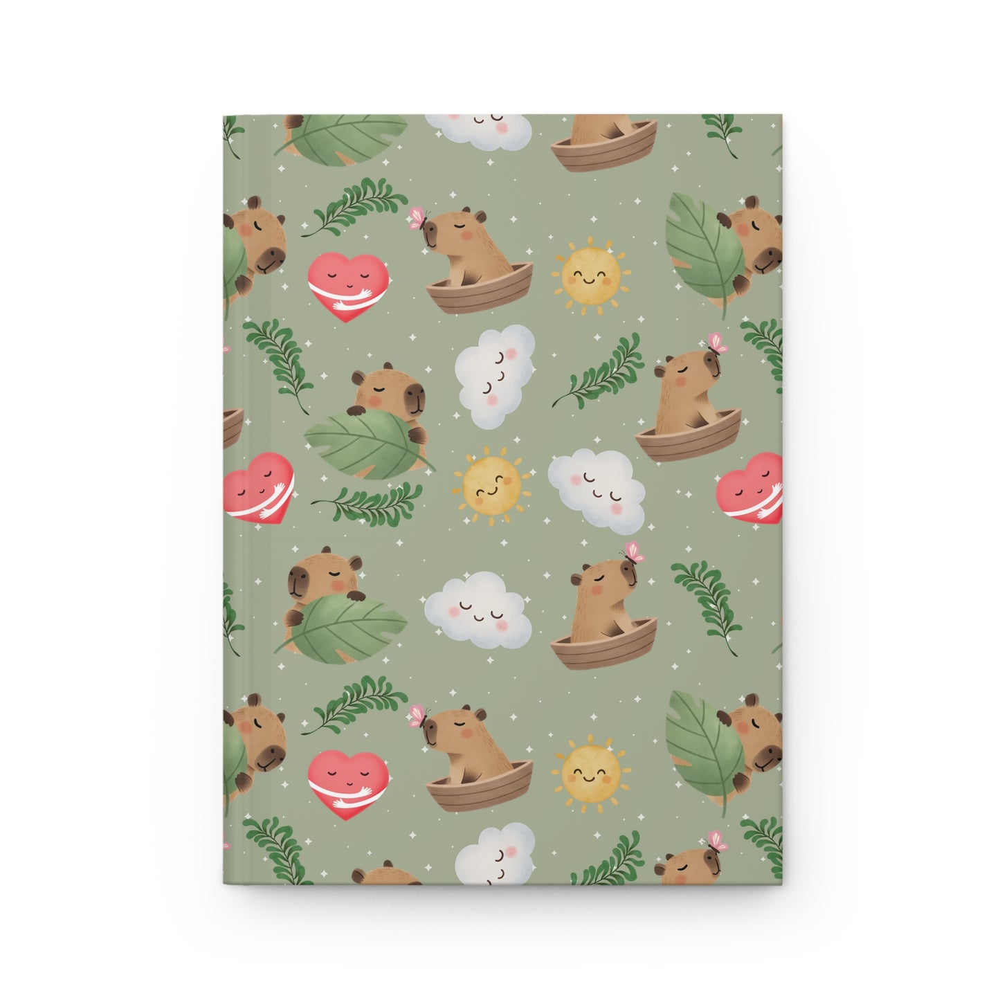 Hardcover Journal — Cute Capybara Pattern Notebook for Nature Lovers