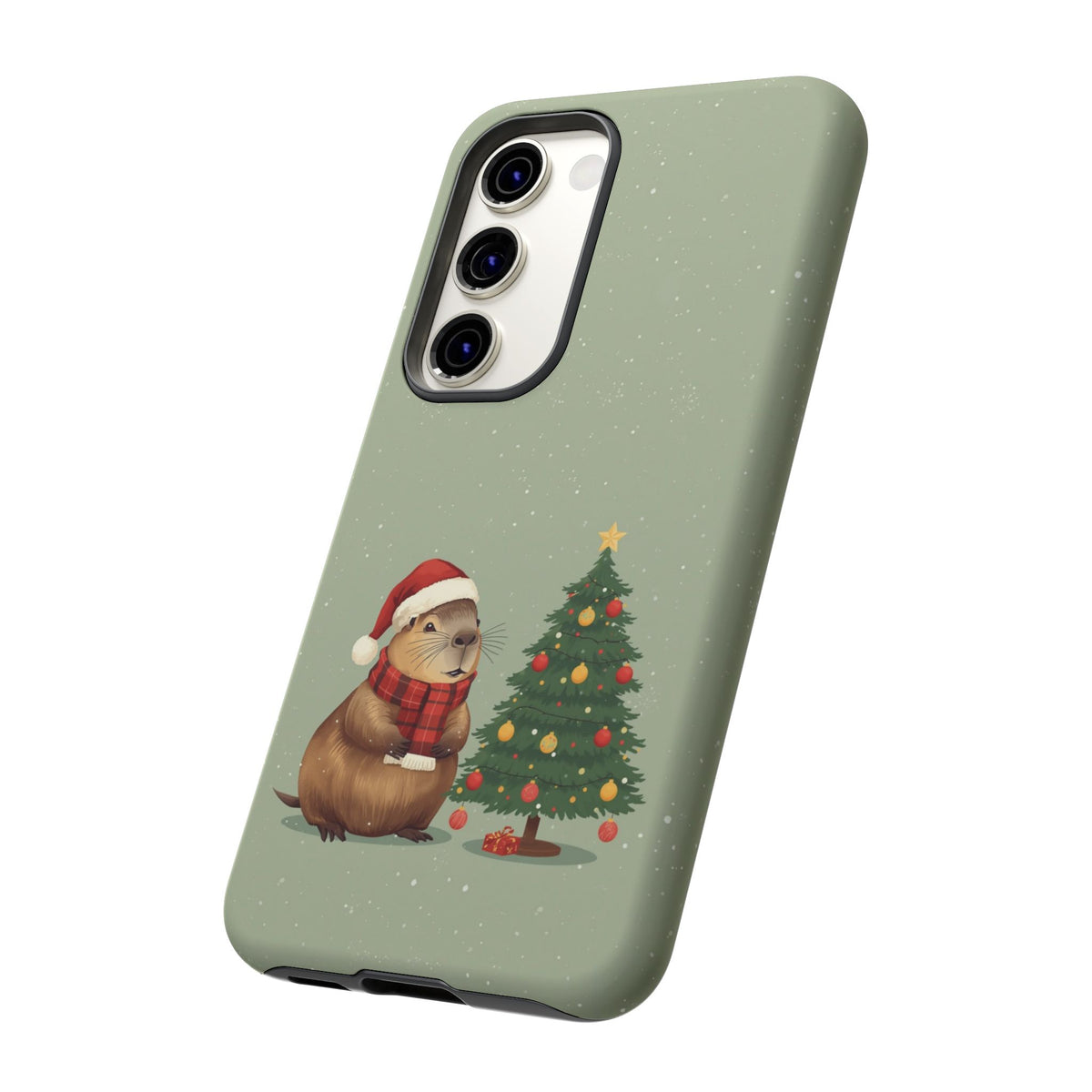 Christmas Phone Case with Capybara Design, Dual Layer Protective Case for Iphone & Samsung