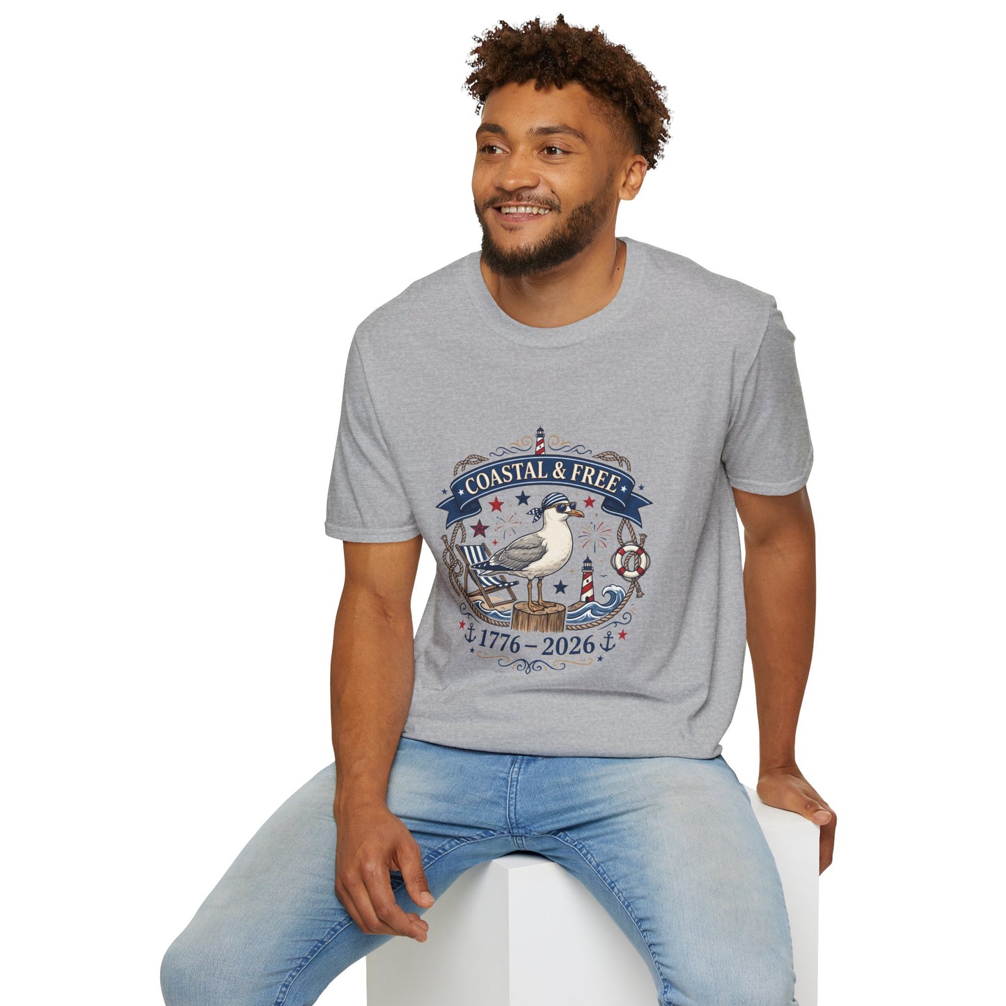 Coastal & Free Seagull T-Shirt — Patriotic 4th of July Tee