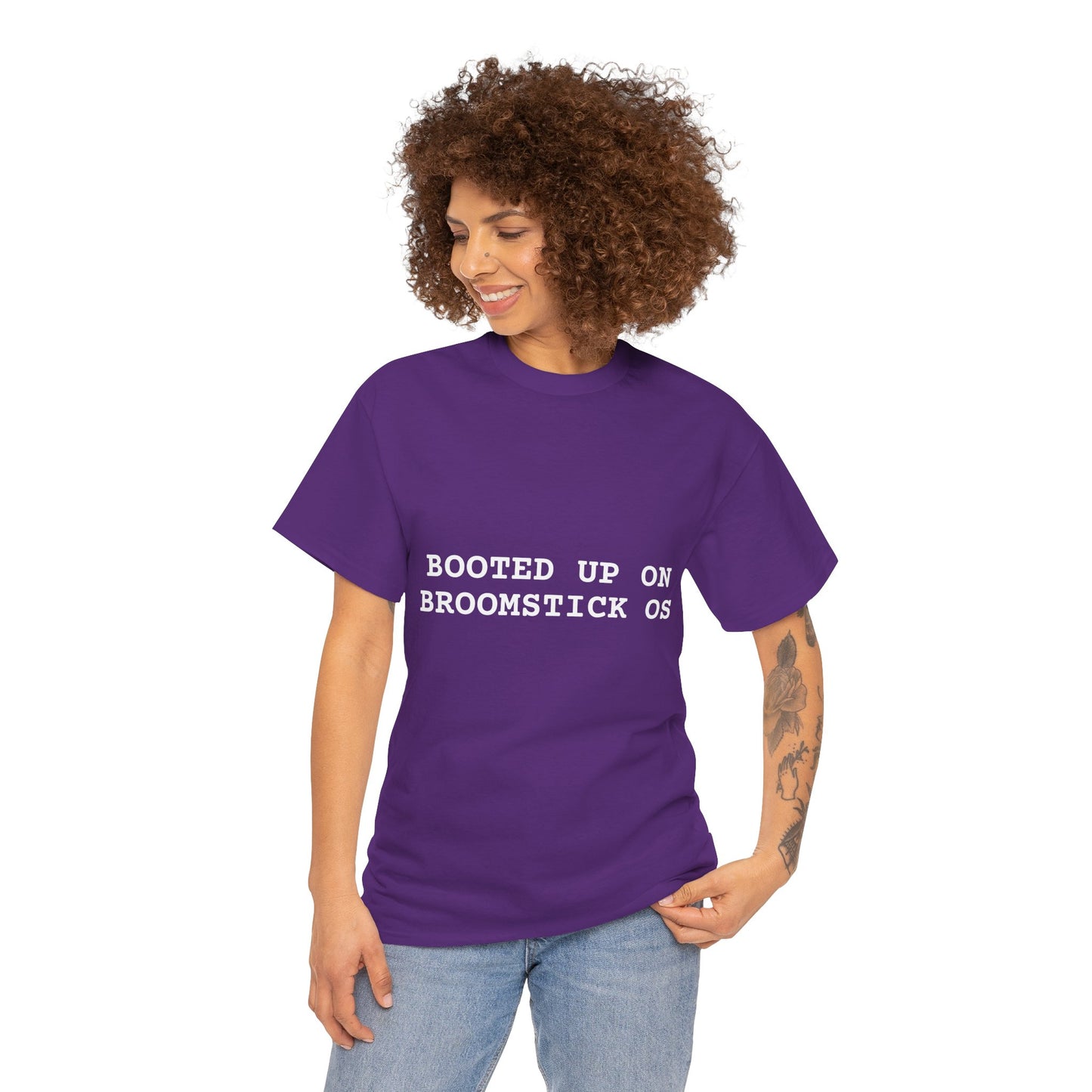 Broomstick OS Tee, Funny Graphic Tee for Tech Lovers, Unisex Cotton T-Shirt
