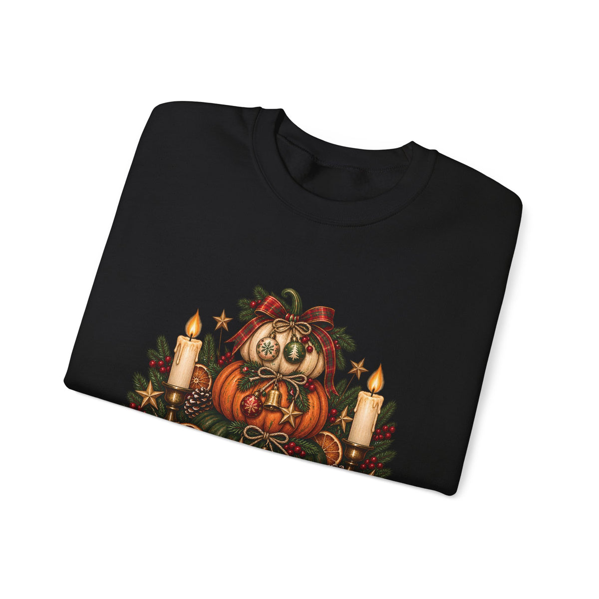 Harvest & Holly Crewneck Sweatshirt — Vintage Pumpkin Fall Graphic Sweatshirt