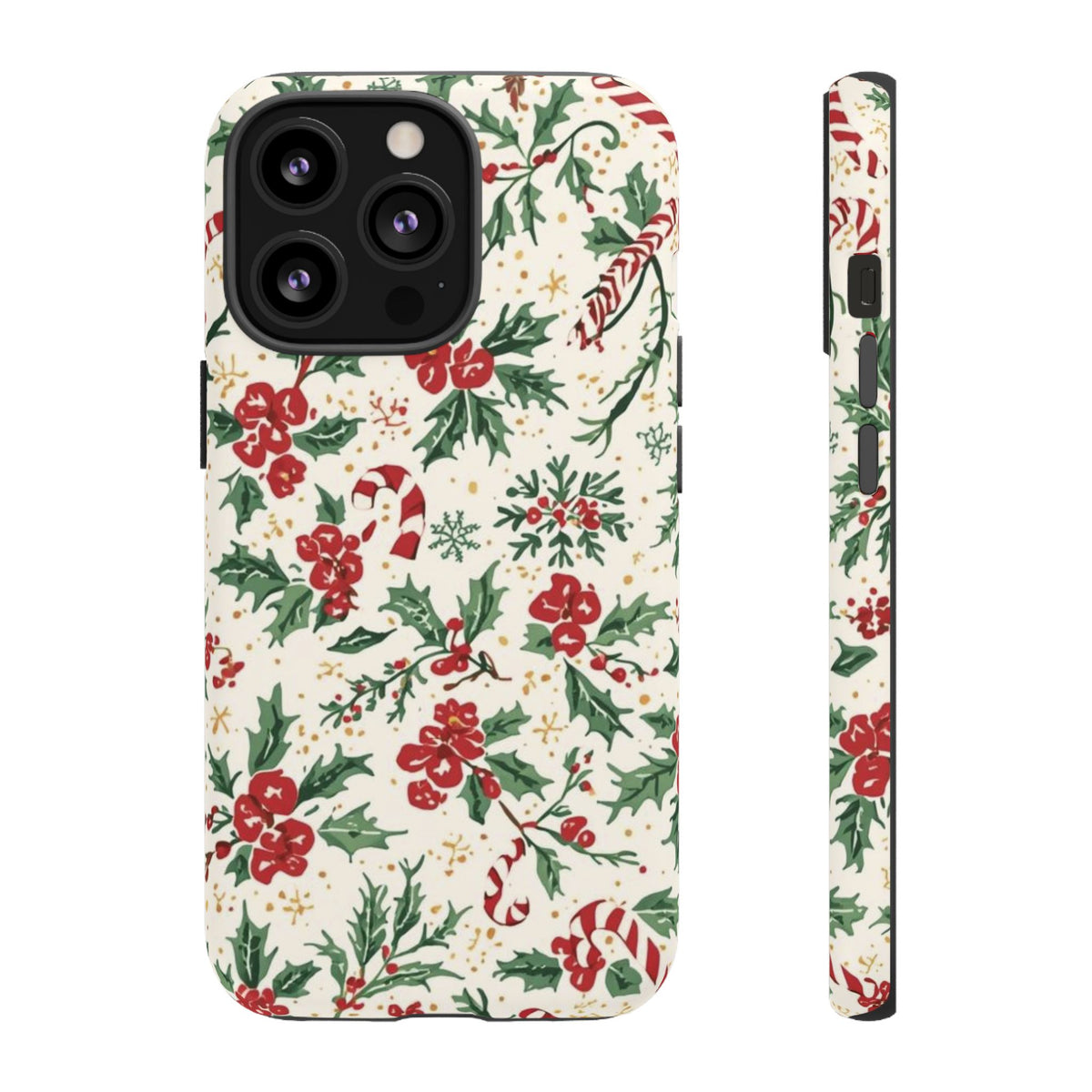 Christmas Themed Phone Case, Festive Floral Dual Layer Phone Case for Iphone & Samsung