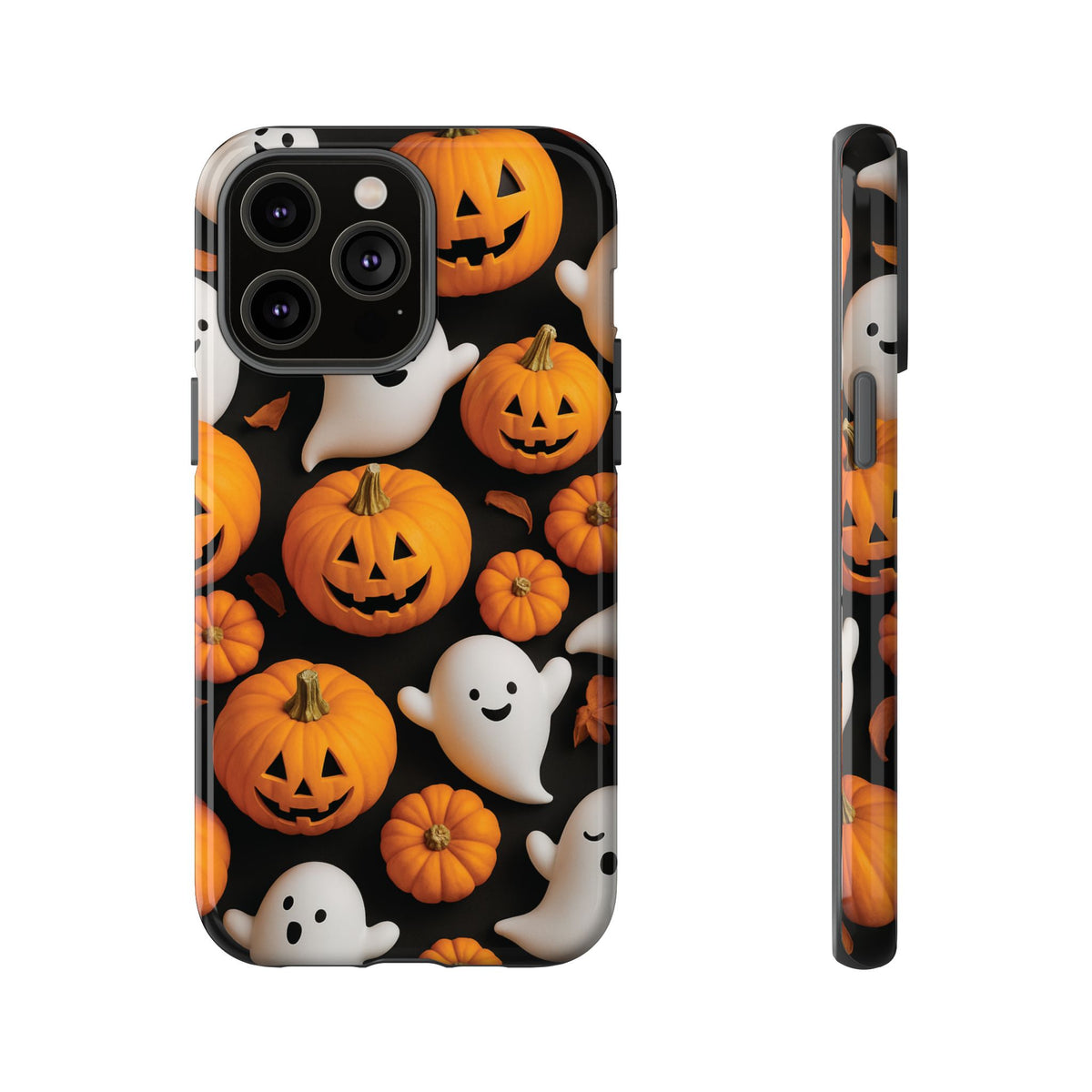 Halloween Phone Case, Spooky Ghosts and Pumpkins Design