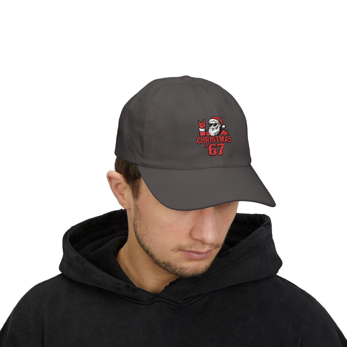 Christmas Cap — Retro Santa 'Christmas '67' Embroidered Holiday Hat