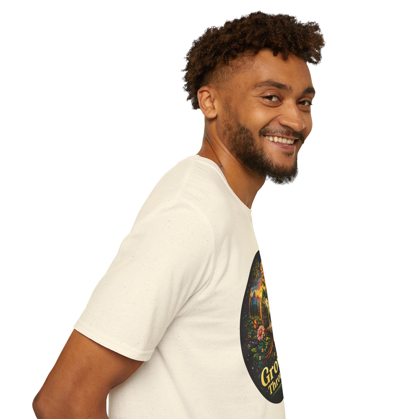 Growing Through It T-Shirt – Earth Day Nature Skull Graphic Tee | Mental Growth & Healing Shirt | Botanical Aesthetic Unisex Tee