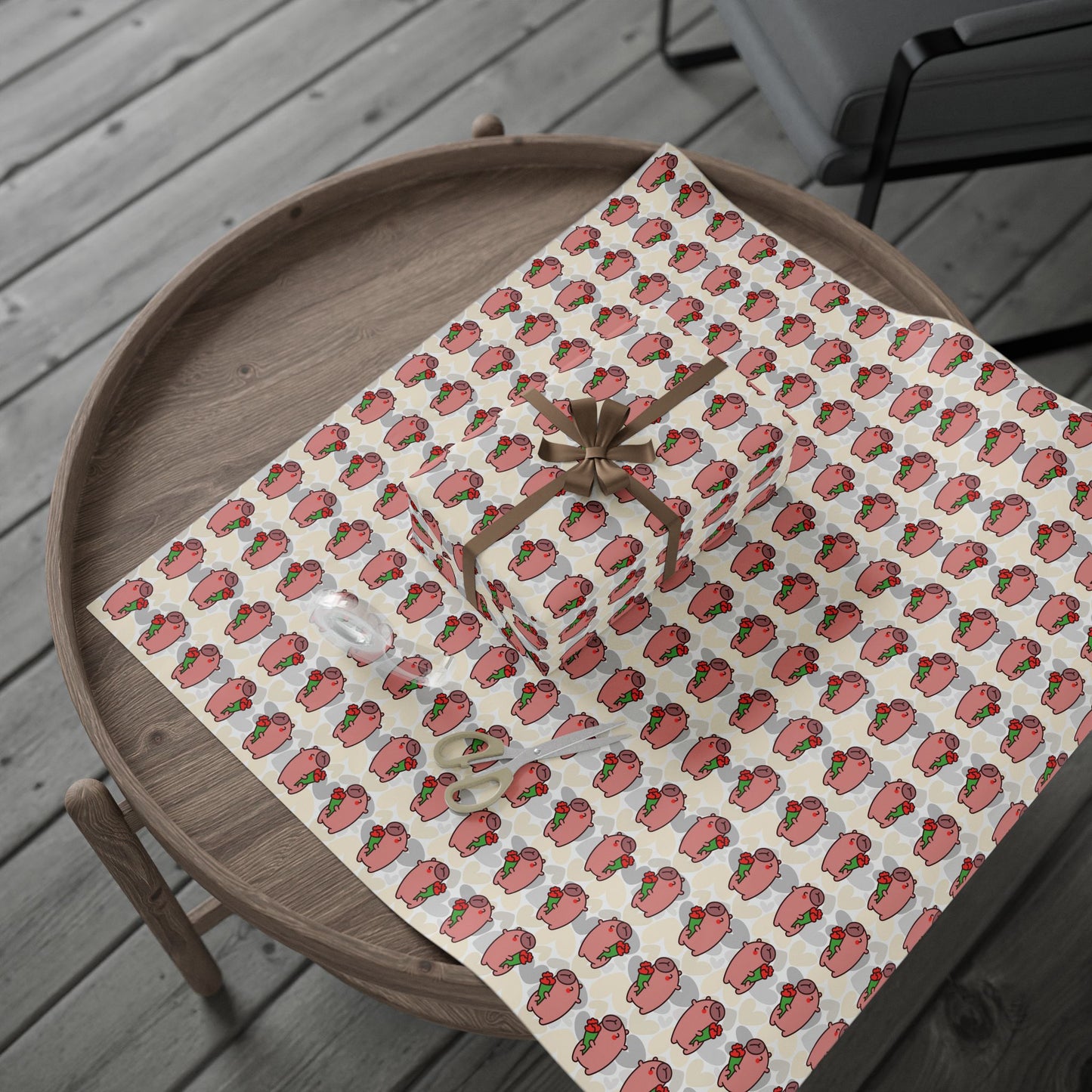 Valentine's Day Wrapping Paper — Cute Capybara Gift Wrap for Birthday, Baby Shower