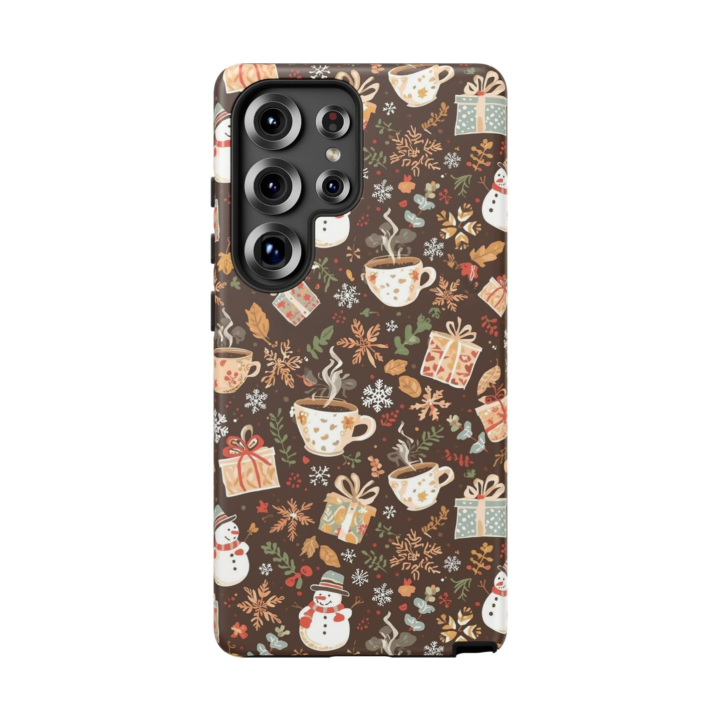 Christmas Phone Case, Winter Holiday Phone Case with Snowmen and Gifts Design for Iphone 17, 16, 15, 14, 13, 12, 11 & Samsung