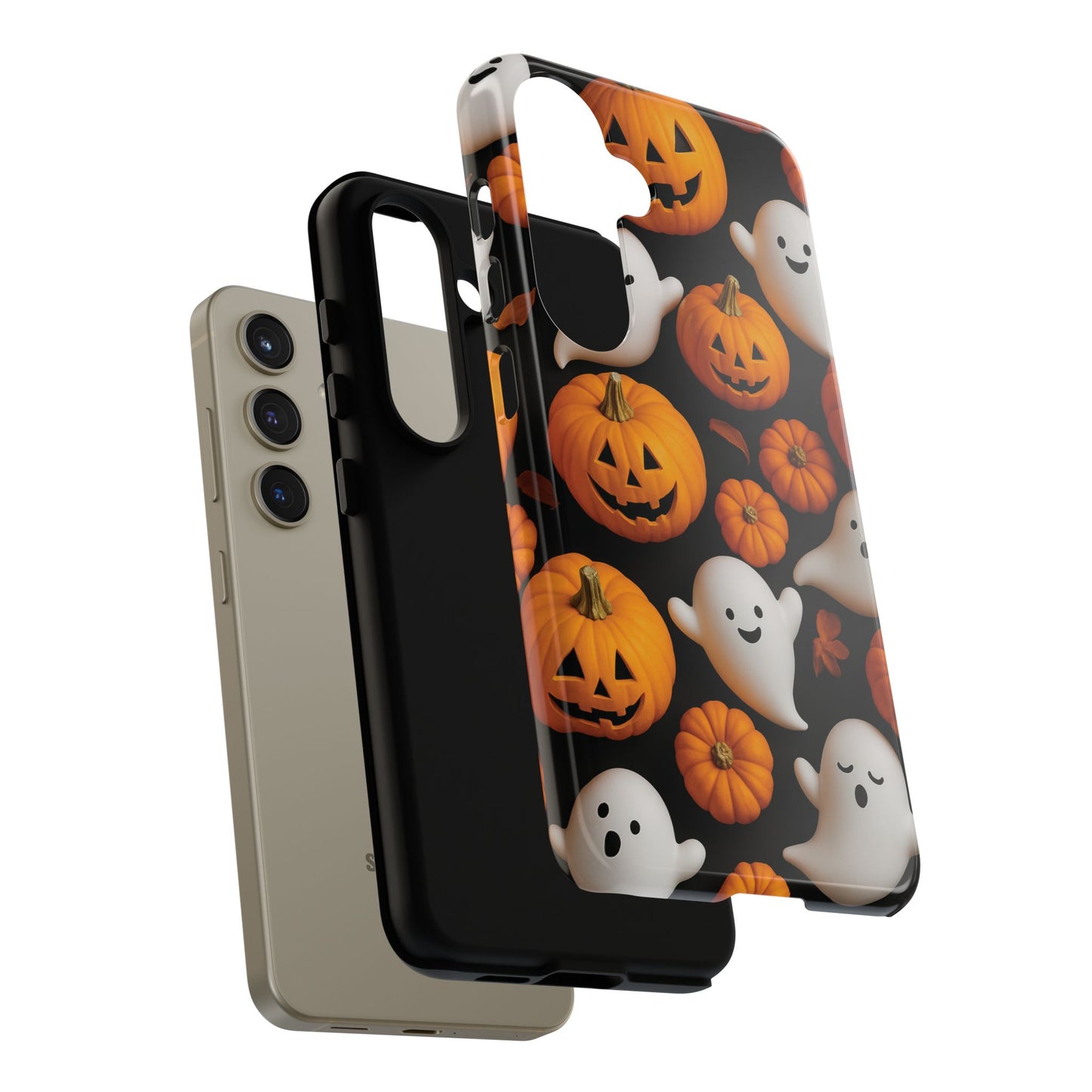 Halloween Phone Case, Spooky Ghosts and Pumpkins Design