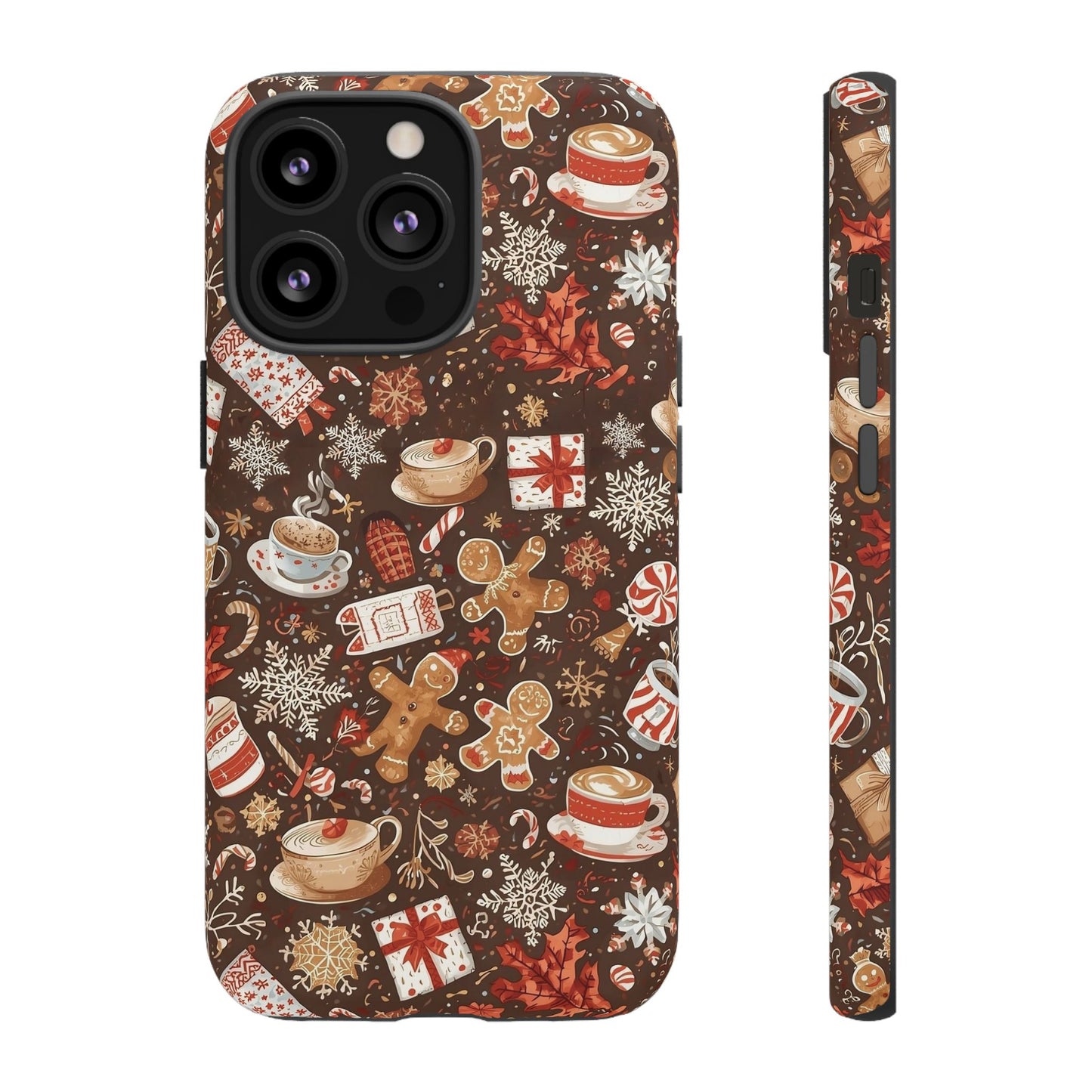 Christmas Phone Case, Festive Holiday Phone Case with Gingerbread and Cocoa Design for Iphone 17, 16, 15, 14, 13, 12, 11 & Samsung