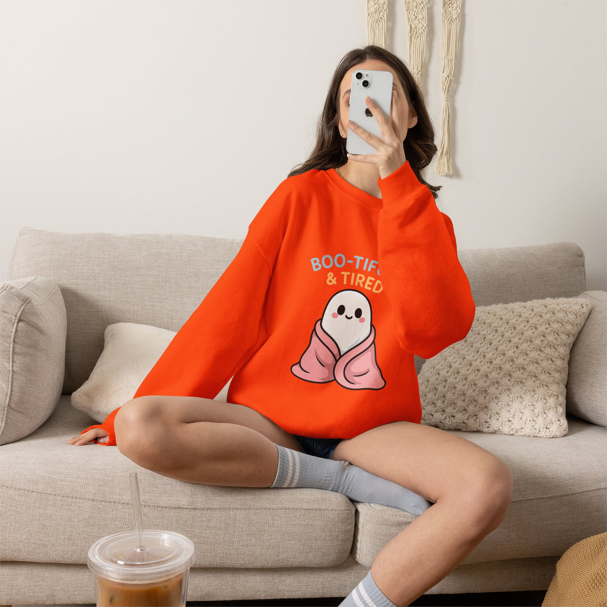 Boo-tiful & Tired Sweatshirt, Halloween-Themed Design