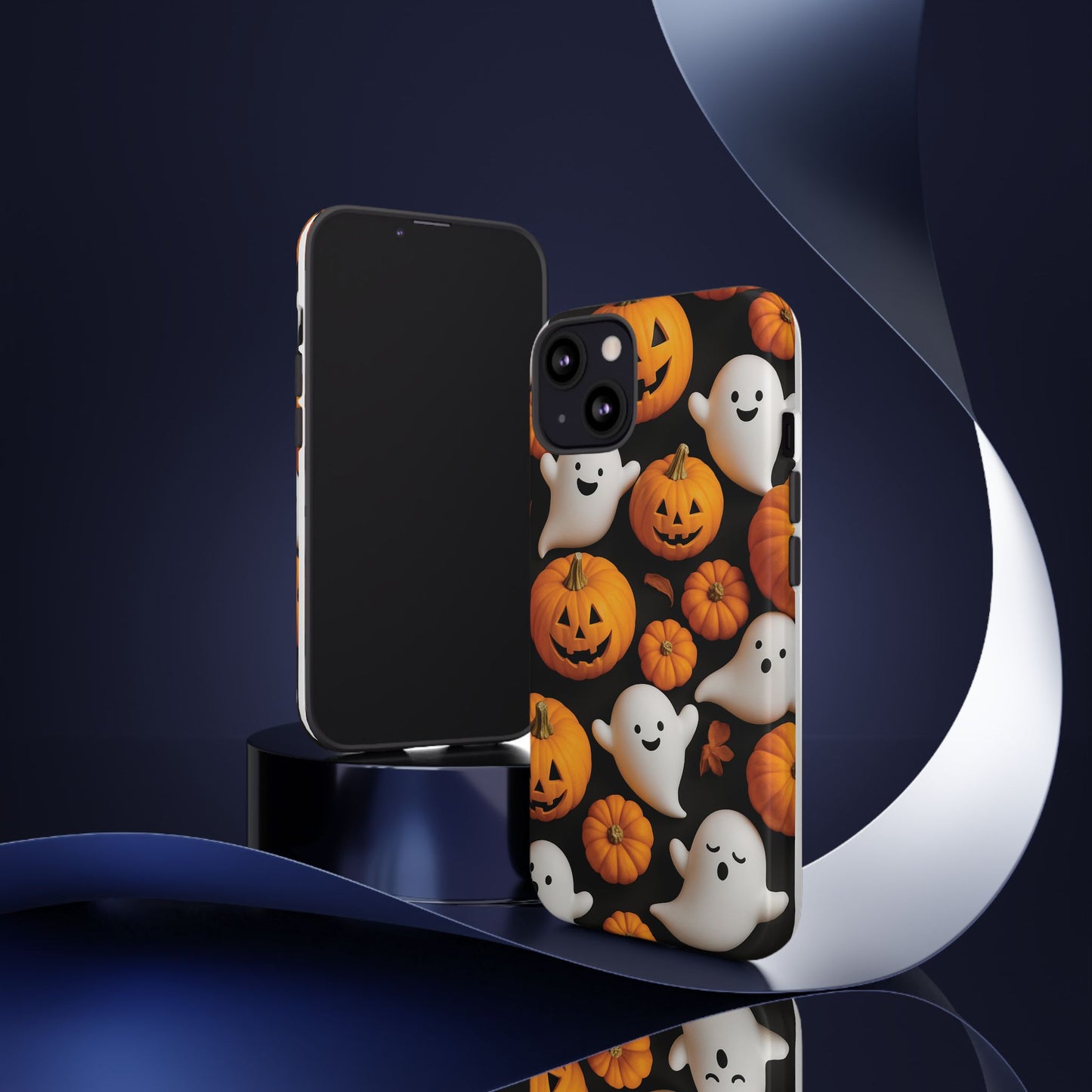Halloween Phone Case, Spooky Ghosts and Pumpkins Design