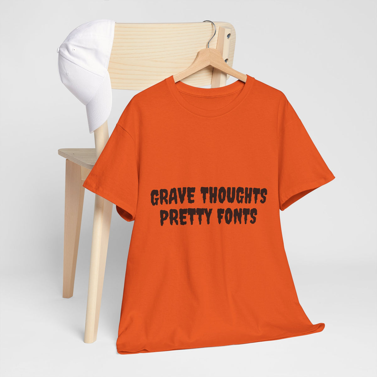 Grave Thoughts Pretty Fonts Tee | Unisex Heavy Cotton T-Shirt for Spooky Season