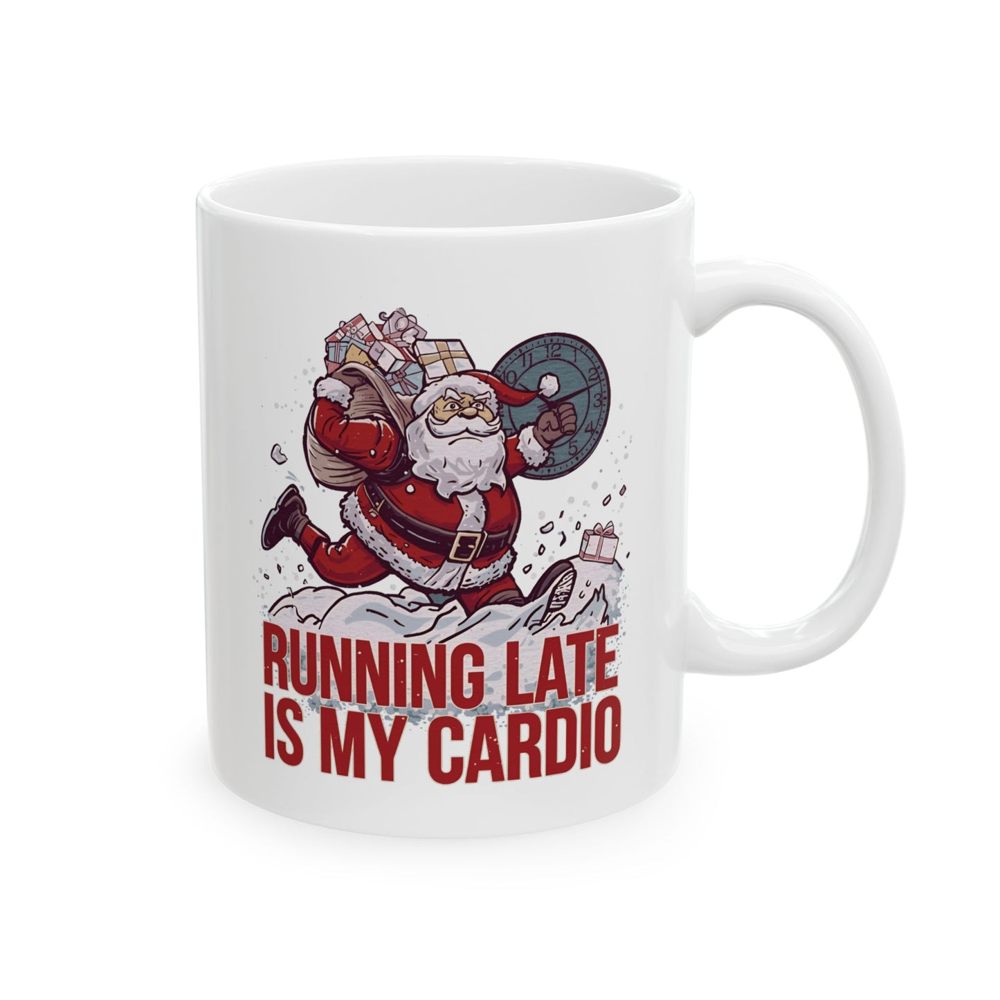 Running Late Is My Cardio, Funny Christmas Ceramic Mug, Gift for Fitness Enthusiasts
