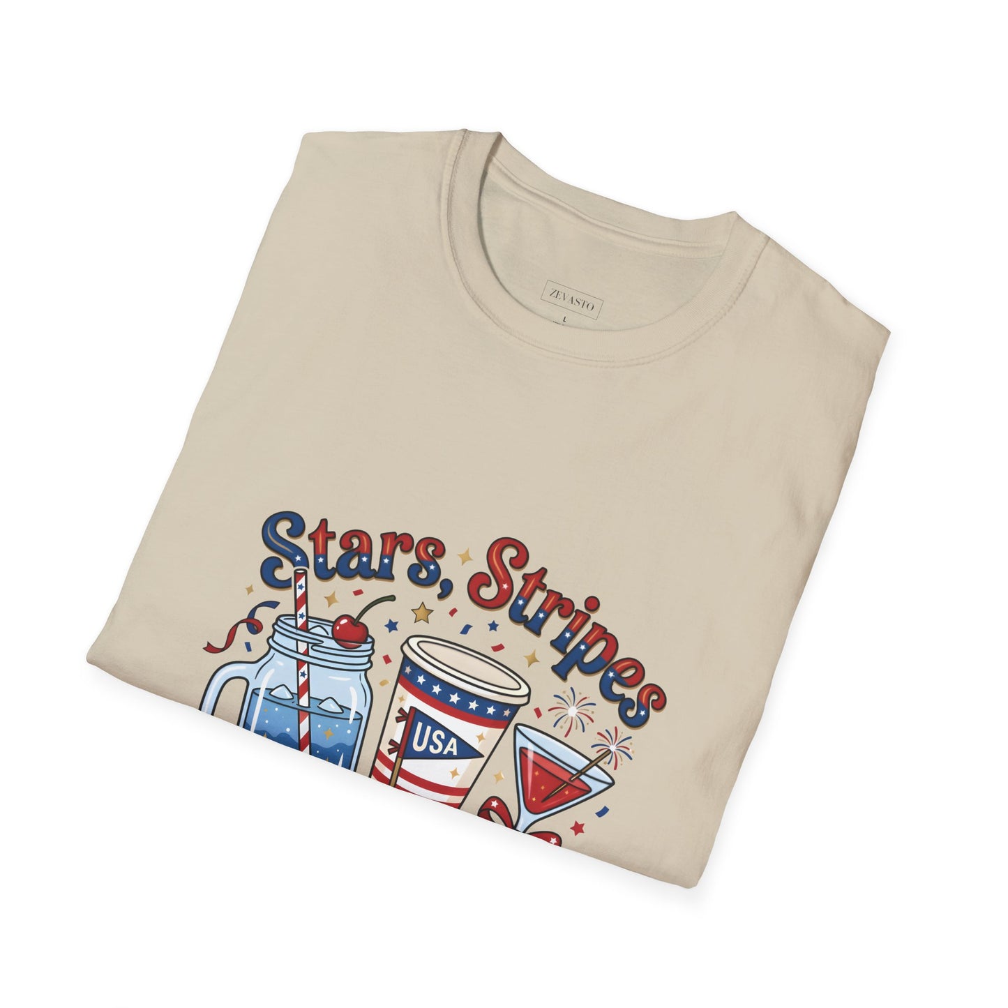 Patriotic "Stars, Stripes & Sips" T-Shirt