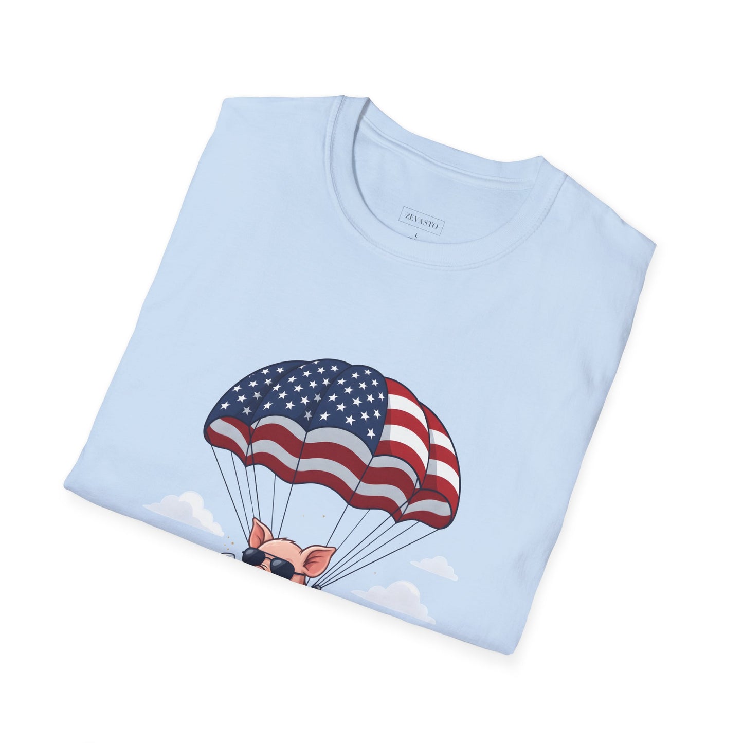 Patriotic Parachuting Piglet T-shirt - “Celebrating 250 Years”