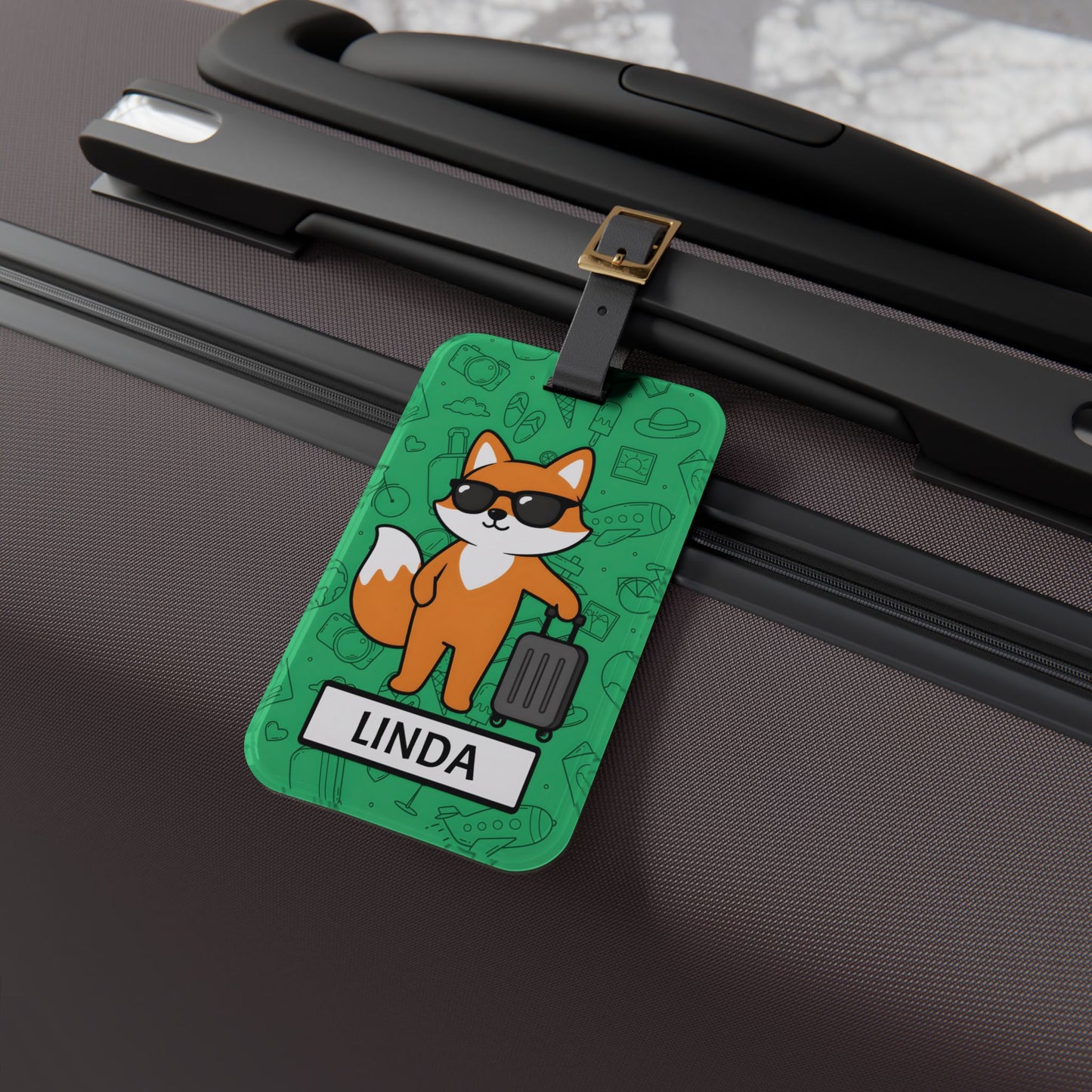 Personalized Fox Luggage Tag — Cute Travel ID Tag with Name
