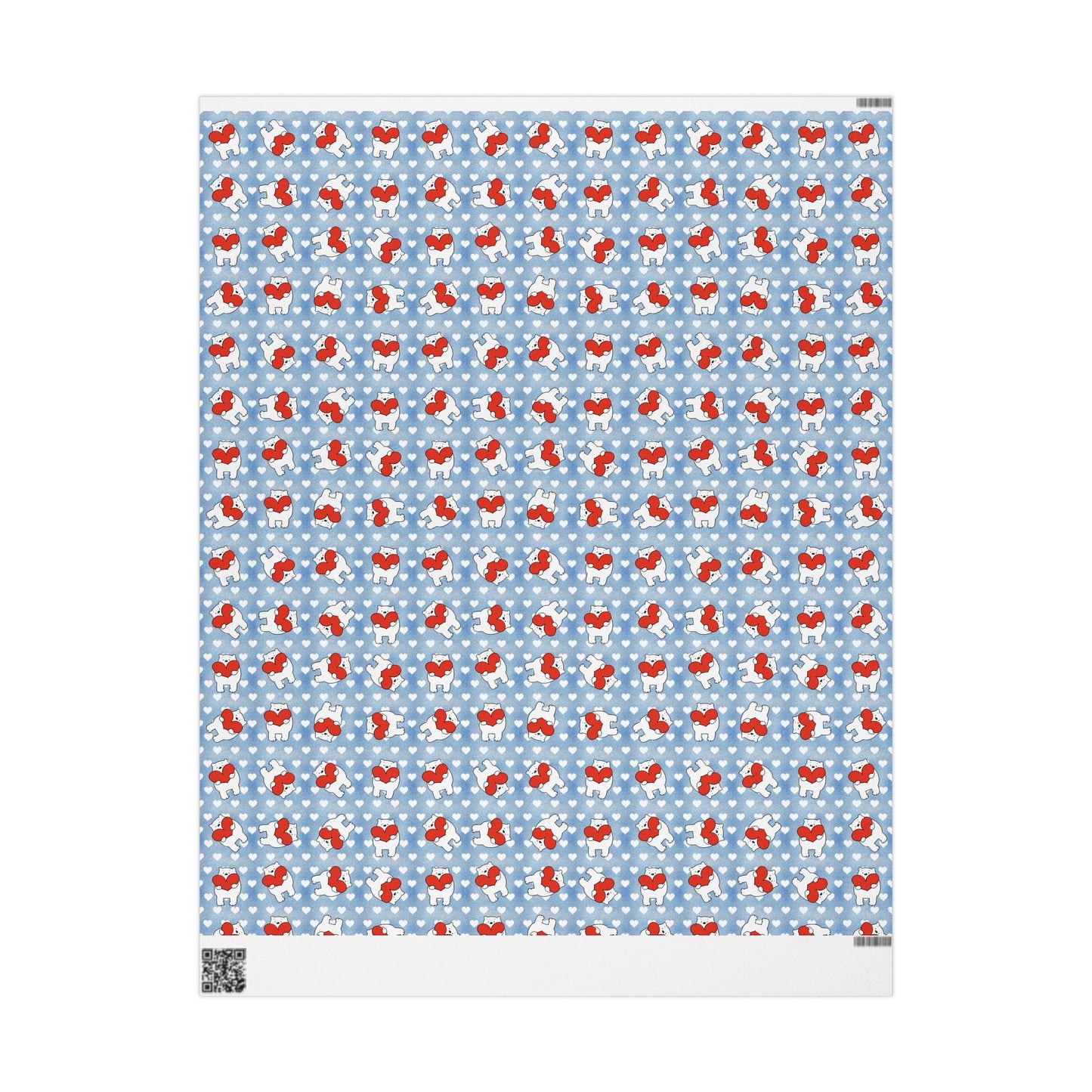 Valentine's Day Wrapping Paper — Cute Polar Bear Holding Heart Pattern (Valentine’s/Gift Wrap)