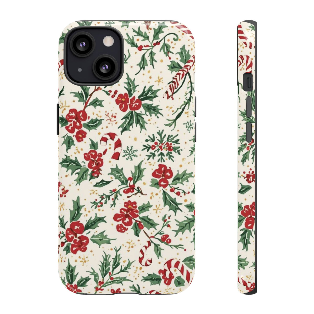 Christmas Themed Phone Case, Festive Floral Dual Layer Phone Case for Iphone & Samsung