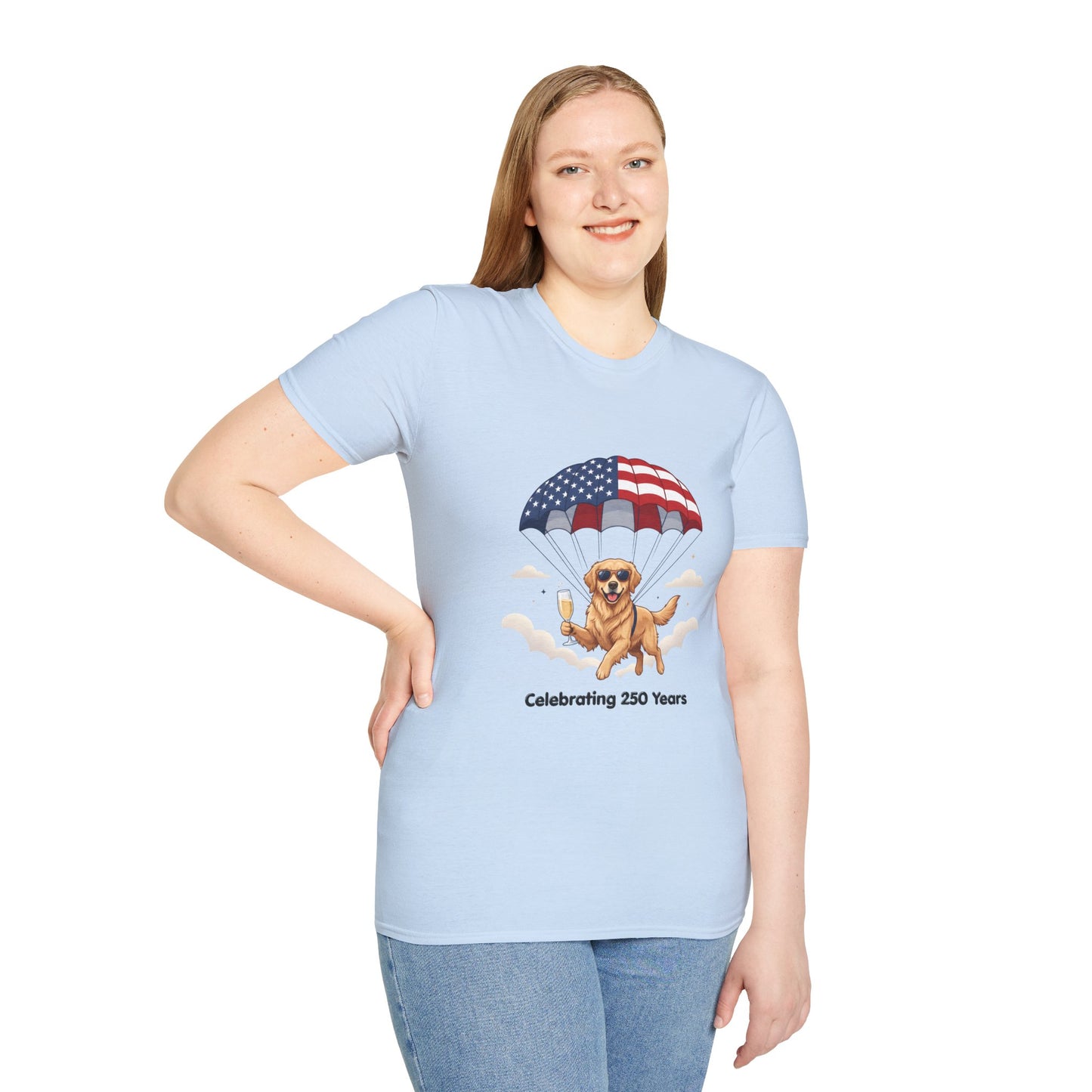 Patriotic Golden Retriever T-Shirt — "Celebrating 250 Years"