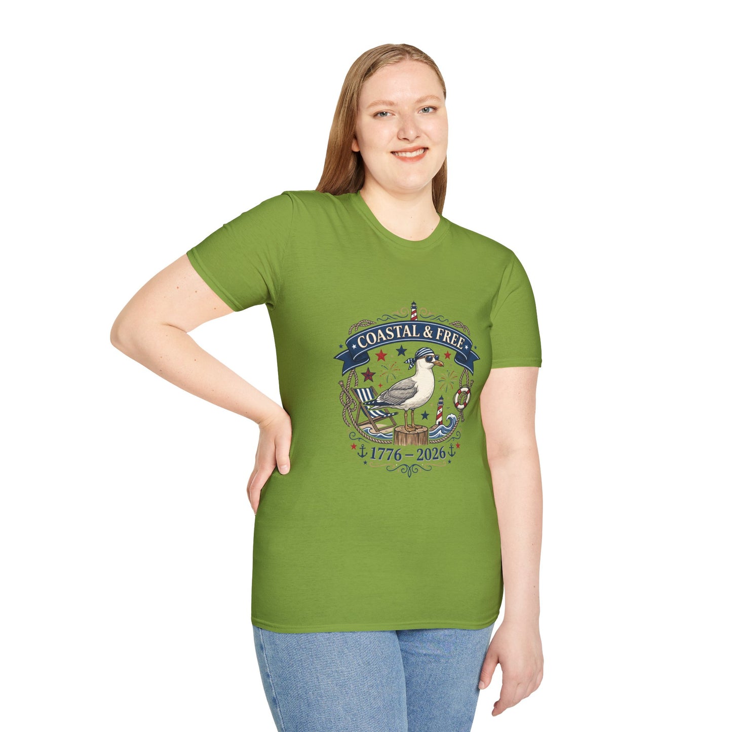Coastal & Free Seagull T-Shirt — Patriotic 4th of July Tee