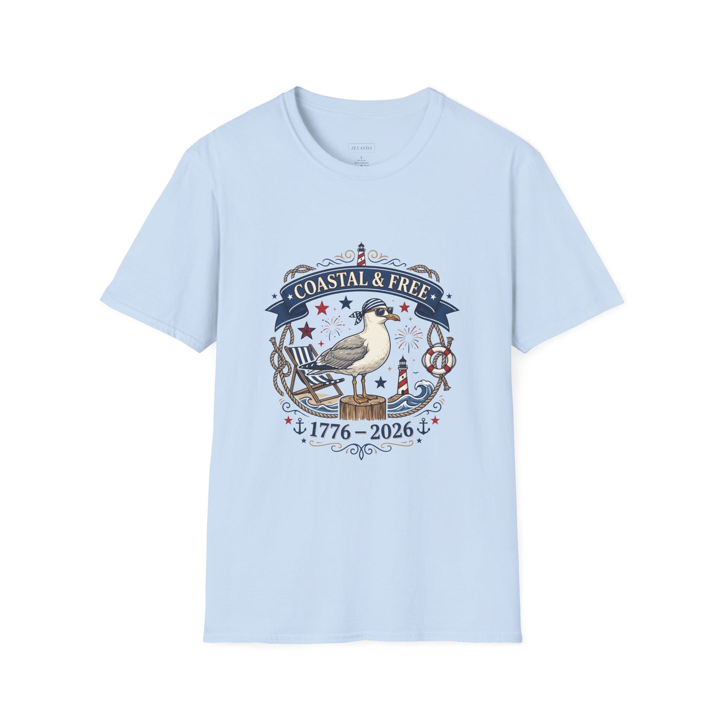 Coastal & Free Seagull T-Shirt — Patriotic 4th of July Tee