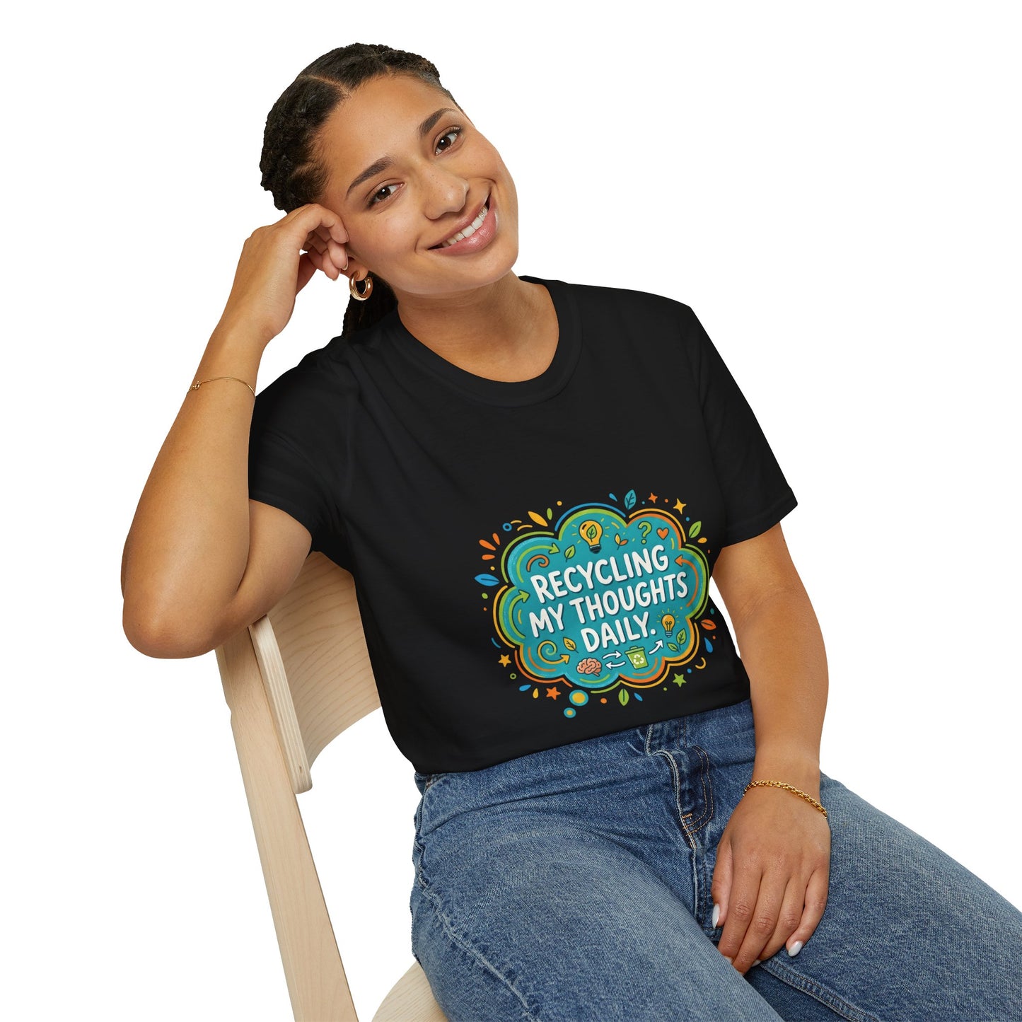 Recycling My Thoughts Daily T-Shirt — Eco Positive Graphic Tee, Earth Day Gift
