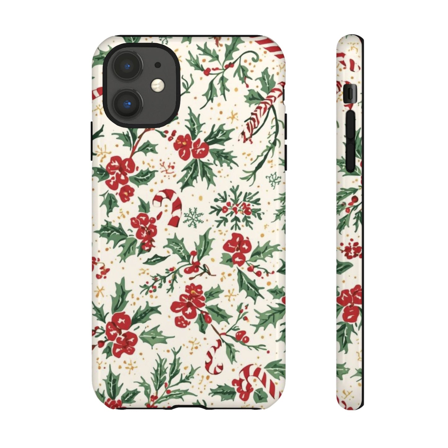 Christmas Themed Phone Case, Festive Floral Dual Layer Phone Case for Iphone 17, 16, 15, 14, 13, 12, 11 & Samsung