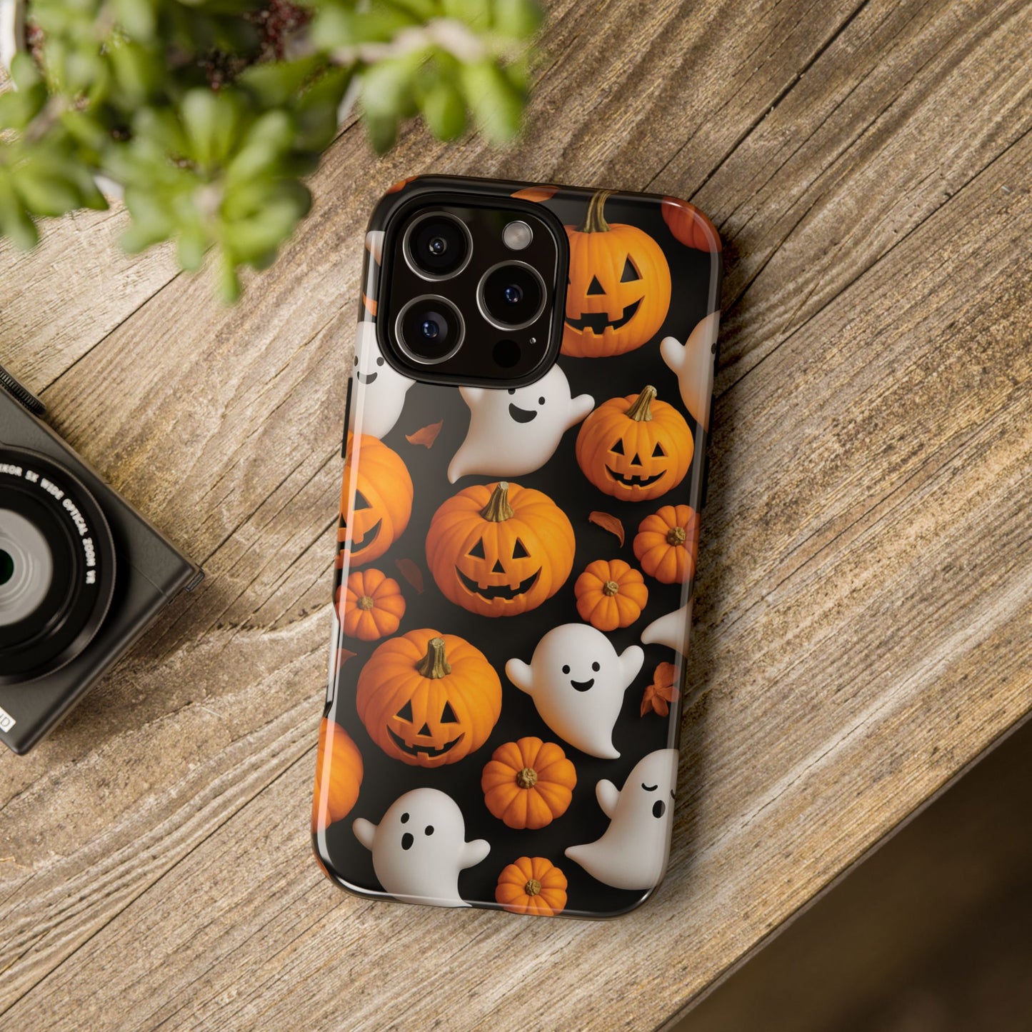 Halloween Phone Case, Spooky Ghosts and Pumpkins Design