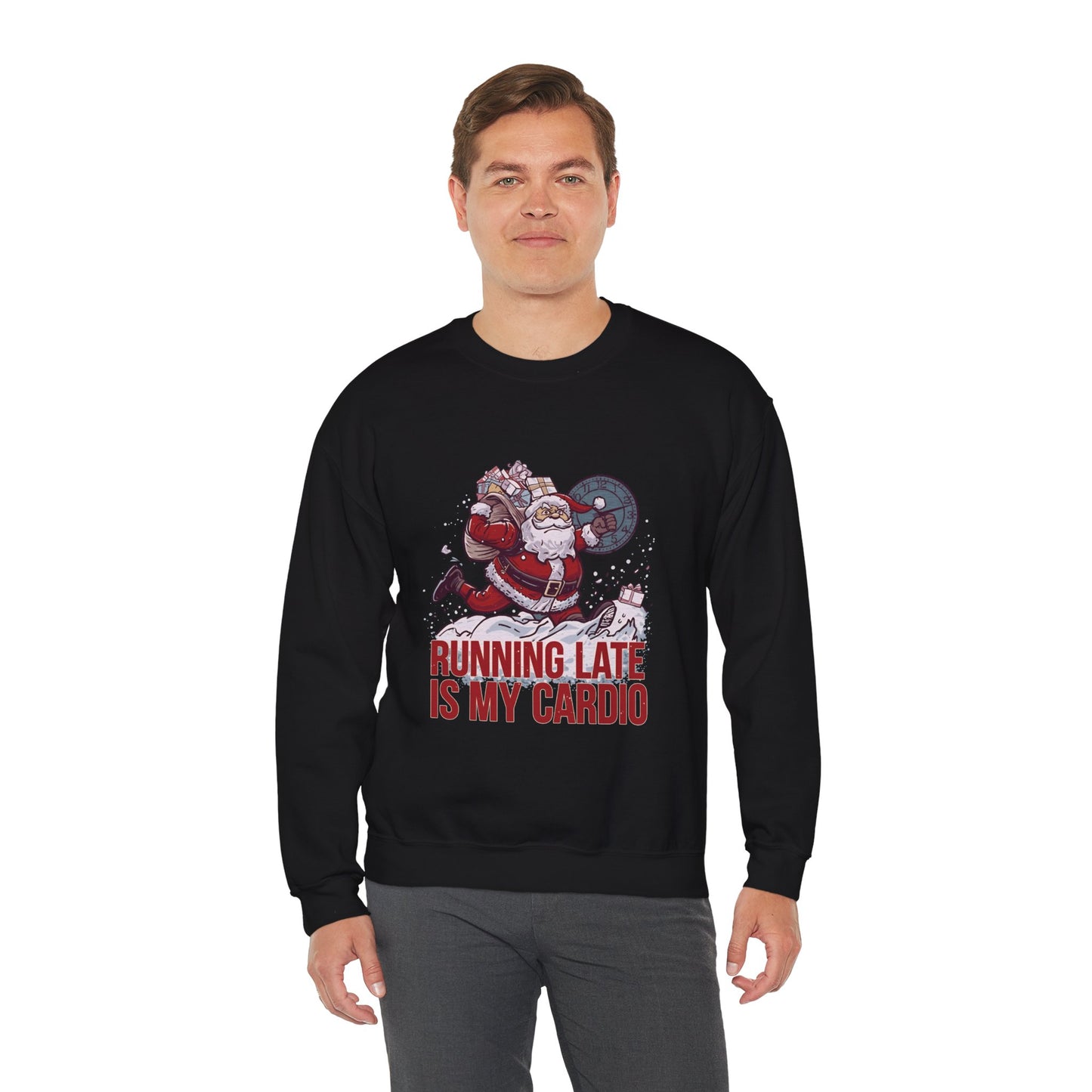Santa Cardio Sweatshirt - Holiday Funny Gift, Christmas Apparel, Unisex Crewneck, Santa Workout