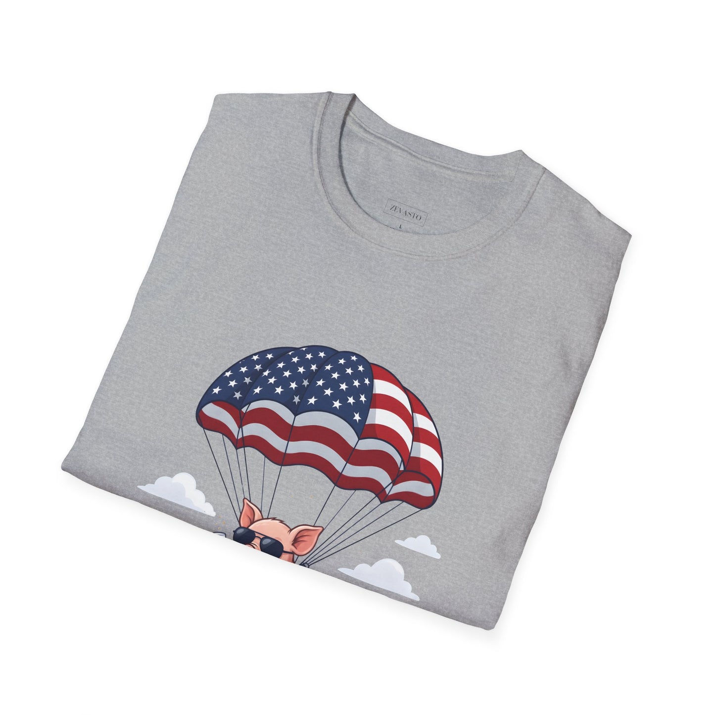 Patriotic Parachuting Piglet T-shirt - “Celebrating 250 Years”
