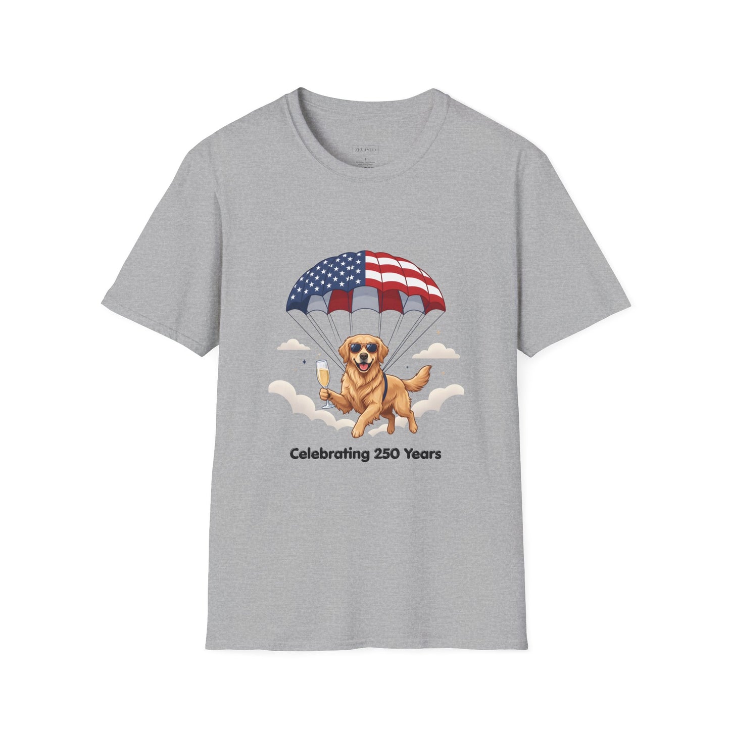 Patriotic Golden Retriever T-Shirt — "Celebrating 250 Years"