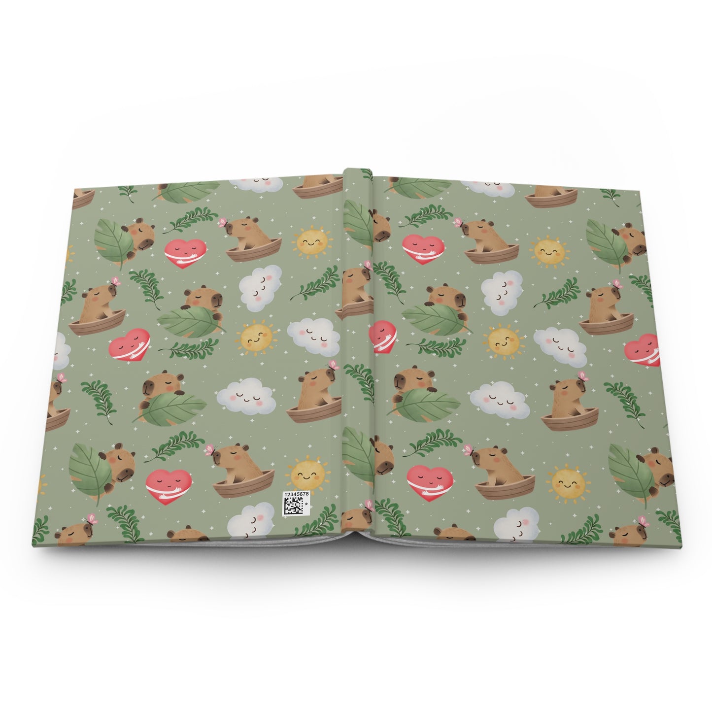 Hardcover Journal — Cute Capybara Pattern Notebook for Nature Lovers