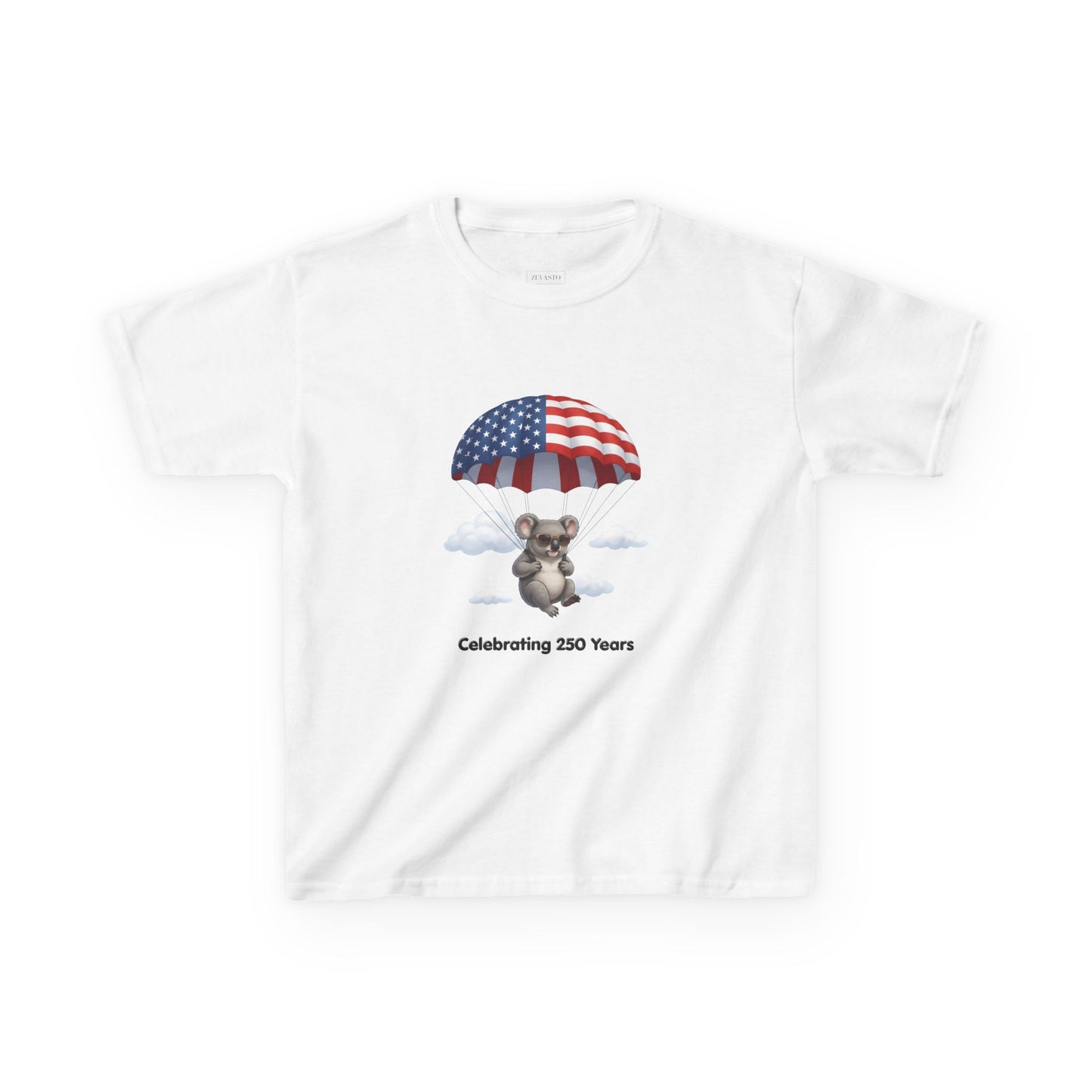Kids Tee — Patriotic Koala Design, "Celebrating 250 Years"