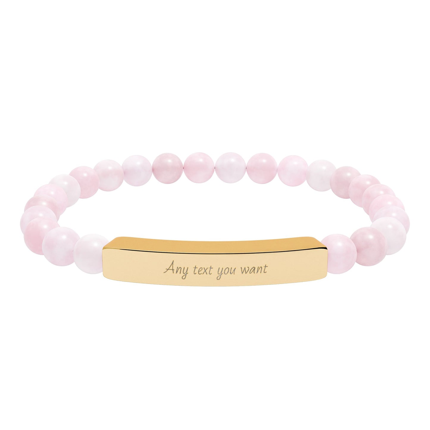 Engravable Natural Stone Bead Stretch Bracelet — Personalized Bar Bracelet for Mother's Day | Valentine's Day