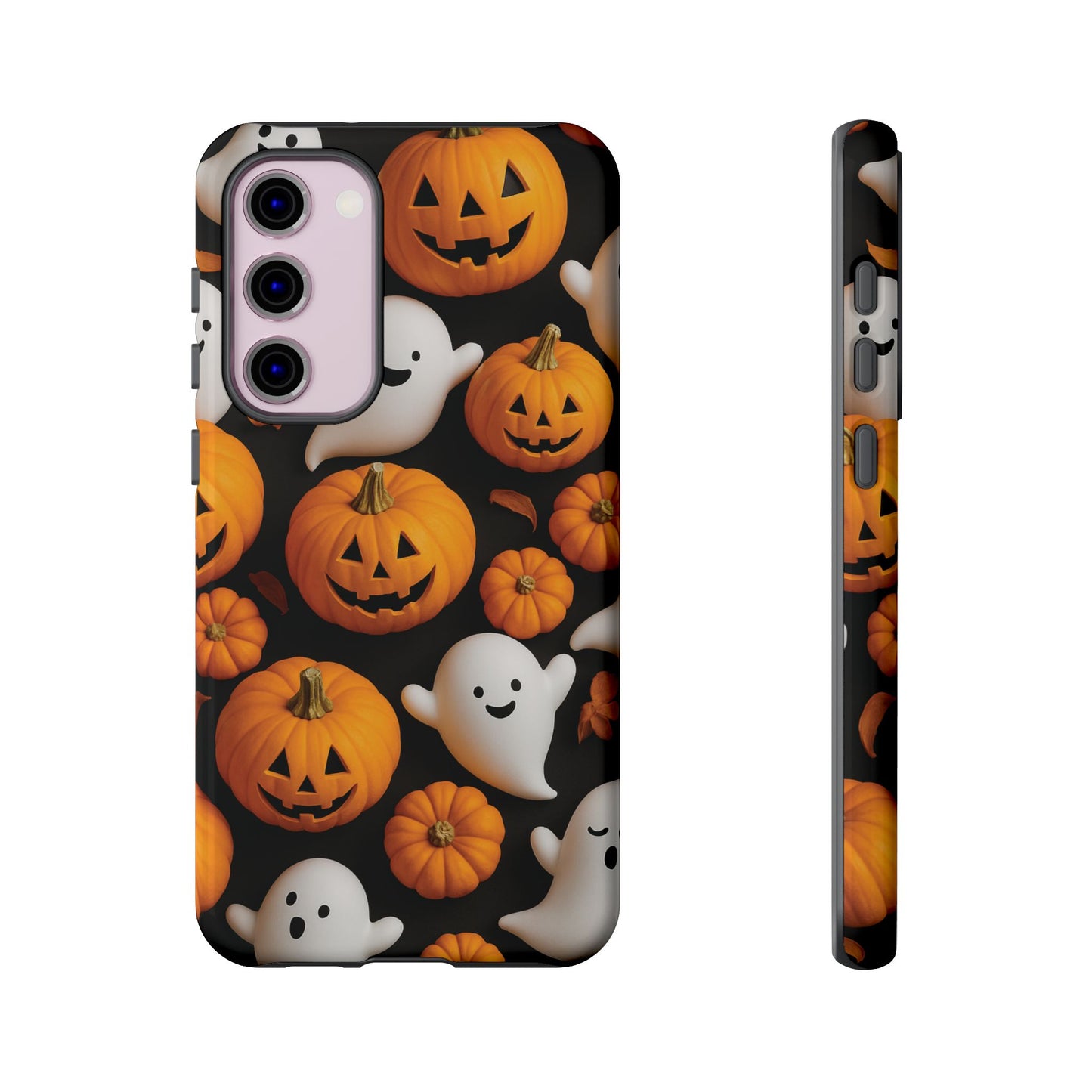 Halloween Phone Case, Spooky Ghosts and Pumpkins Design