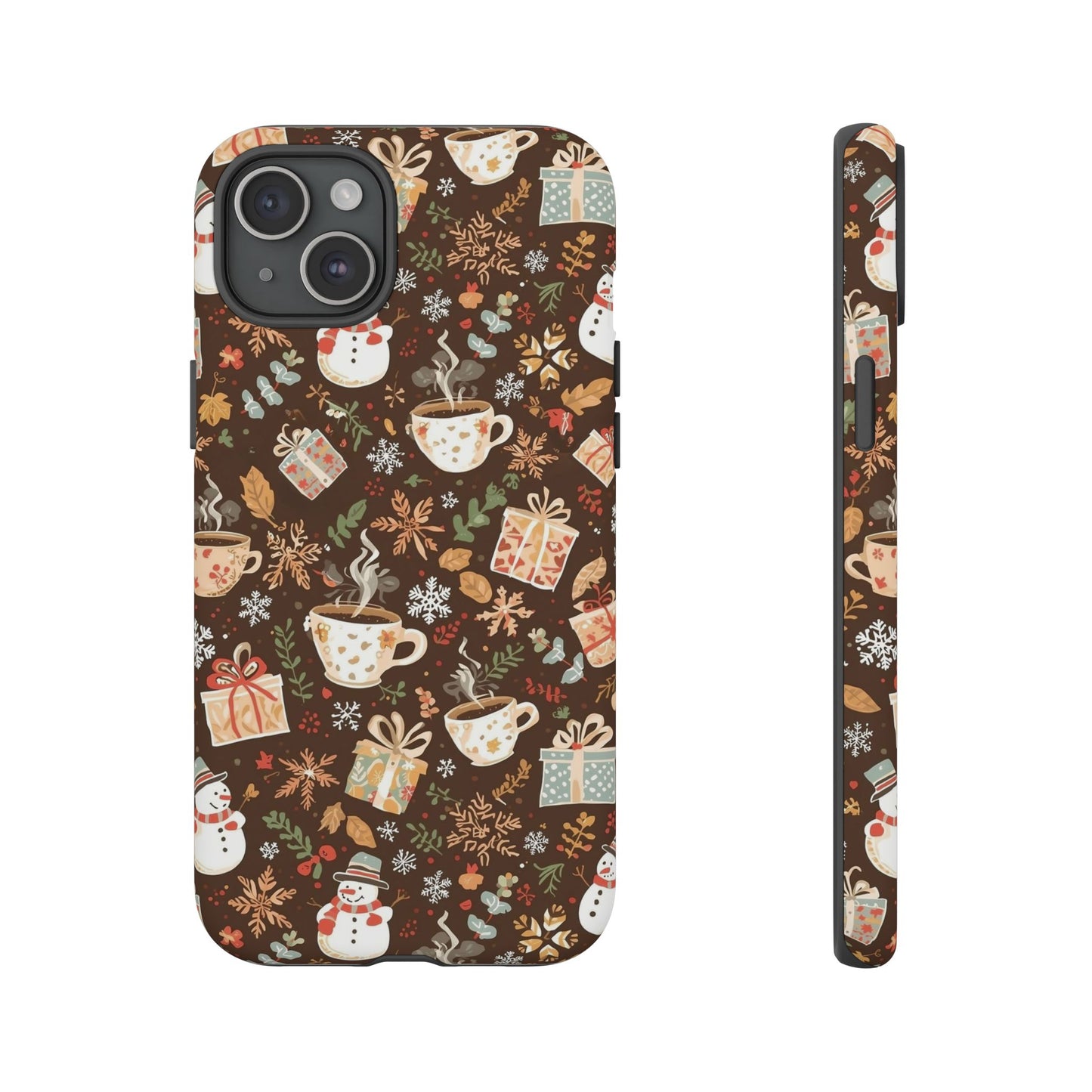 Christmas Phone Case, Winter Holiday Phone Case with Snowmen and Gifts Design for Iphone 17, 16, 15, 14, 13, 12, 11 & Samsung