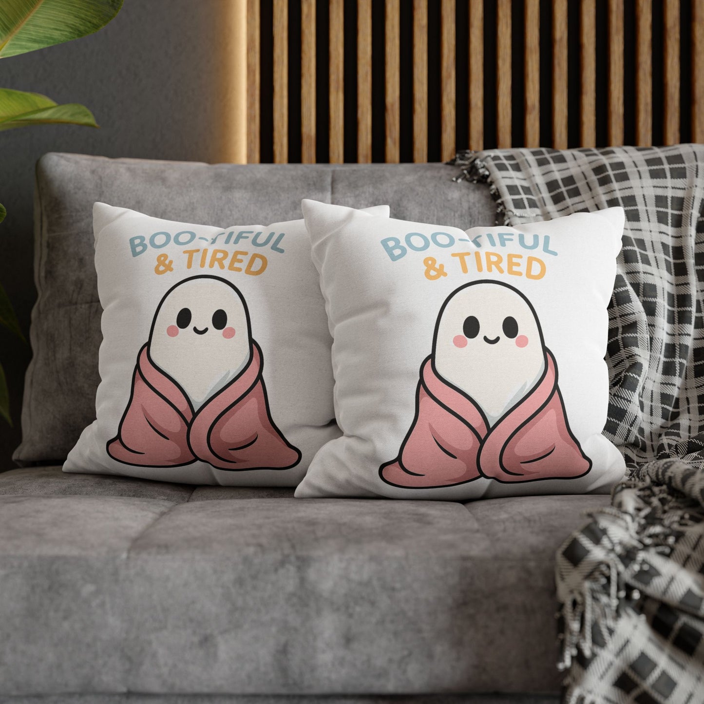 Boo-tiful & Tired Ghost Pillowcase, Halloween Home Decor