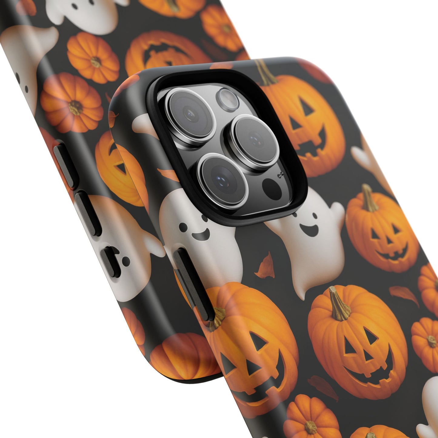 Halloween Phone Case, Spooky Ghosts and Pumpkins Design
