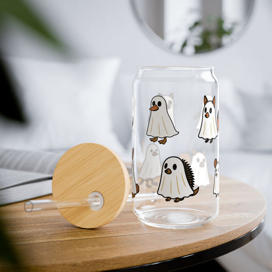 Cute Ghosts Sipper Glass, 16oz - Perfect for Halloween Parties, Gifts