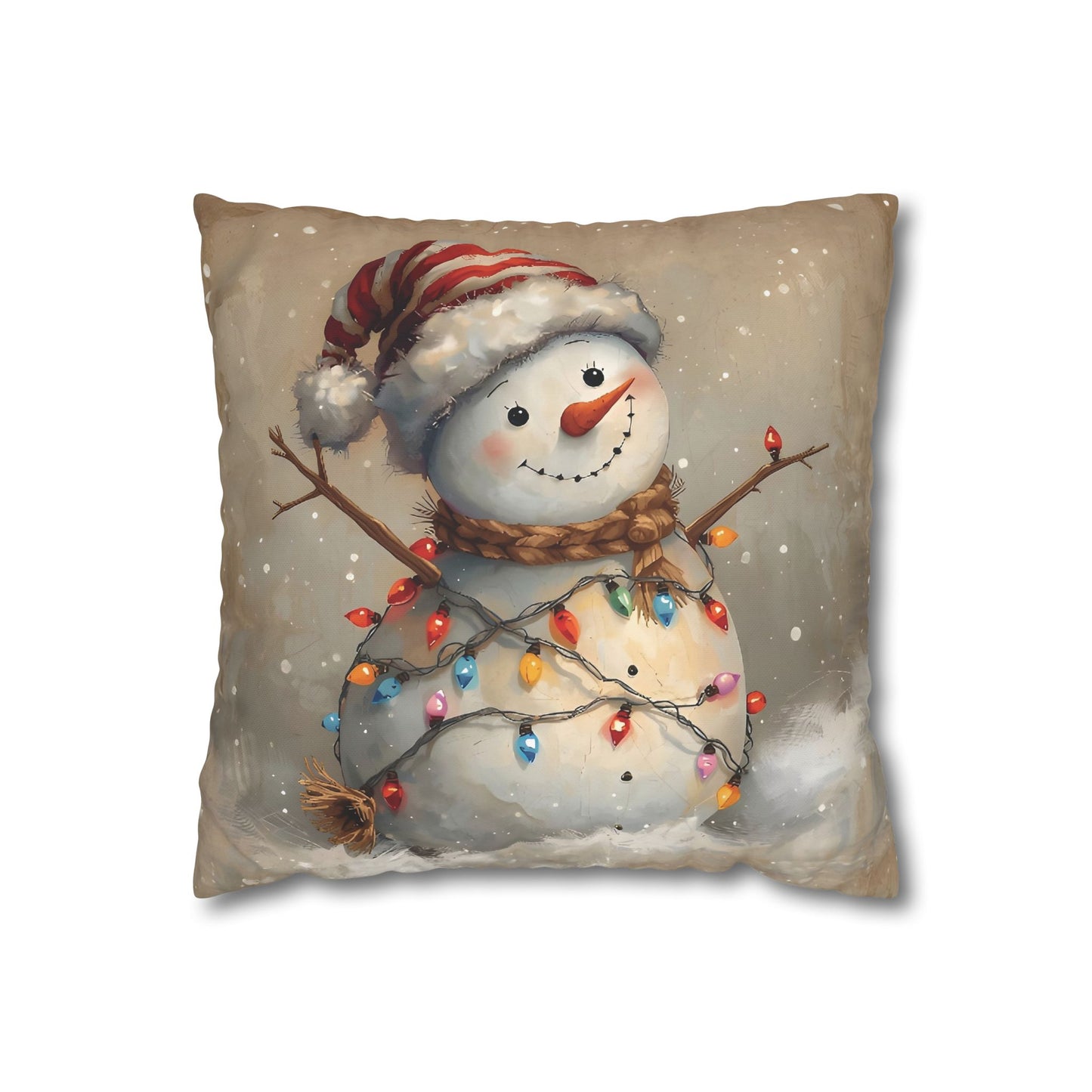 Festive Snowman Throw Pillowcase — Vintage Christmas Decorative Cushion Cover