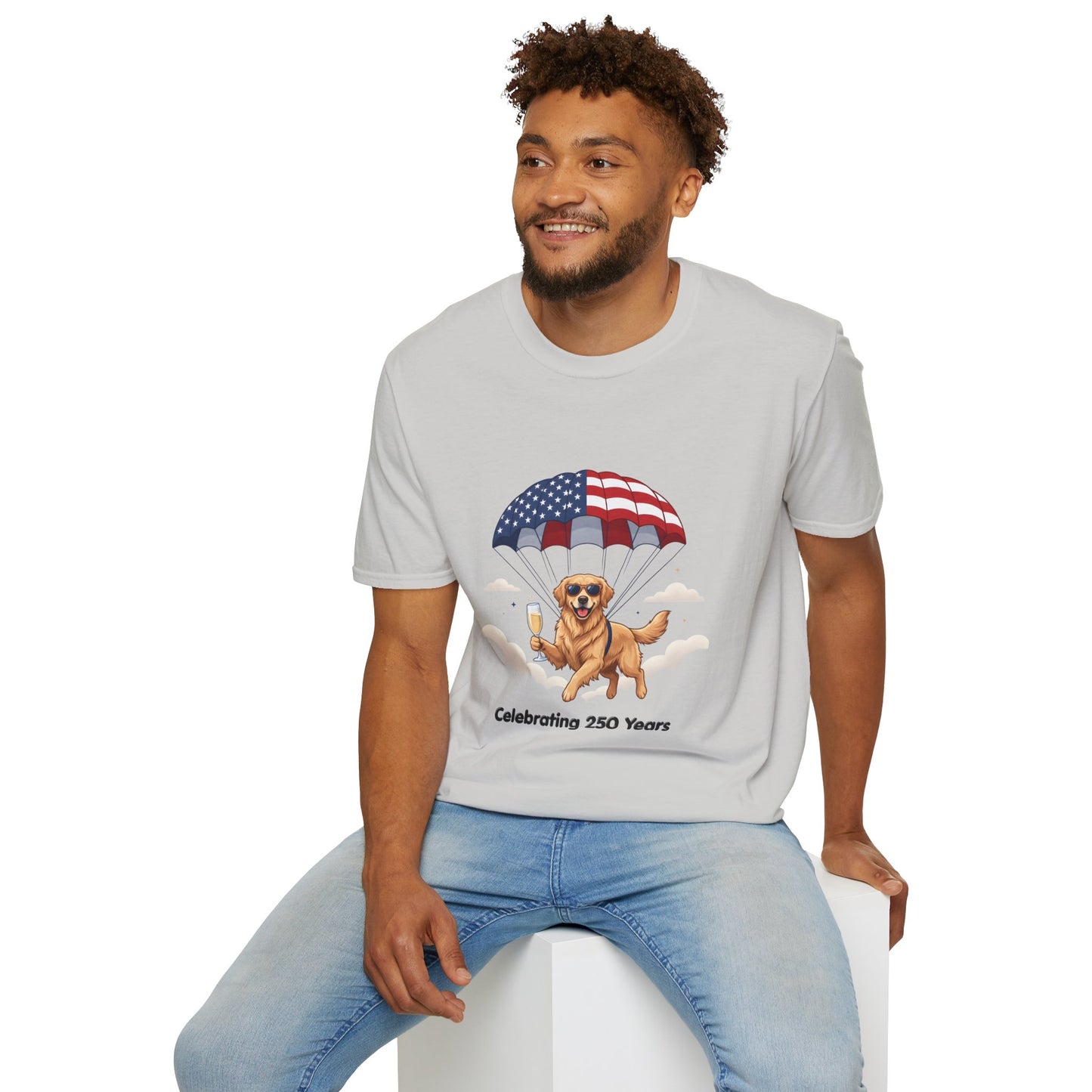 Patriotic Golden Retriever T-Shirt — "Celebrating 250 Years"