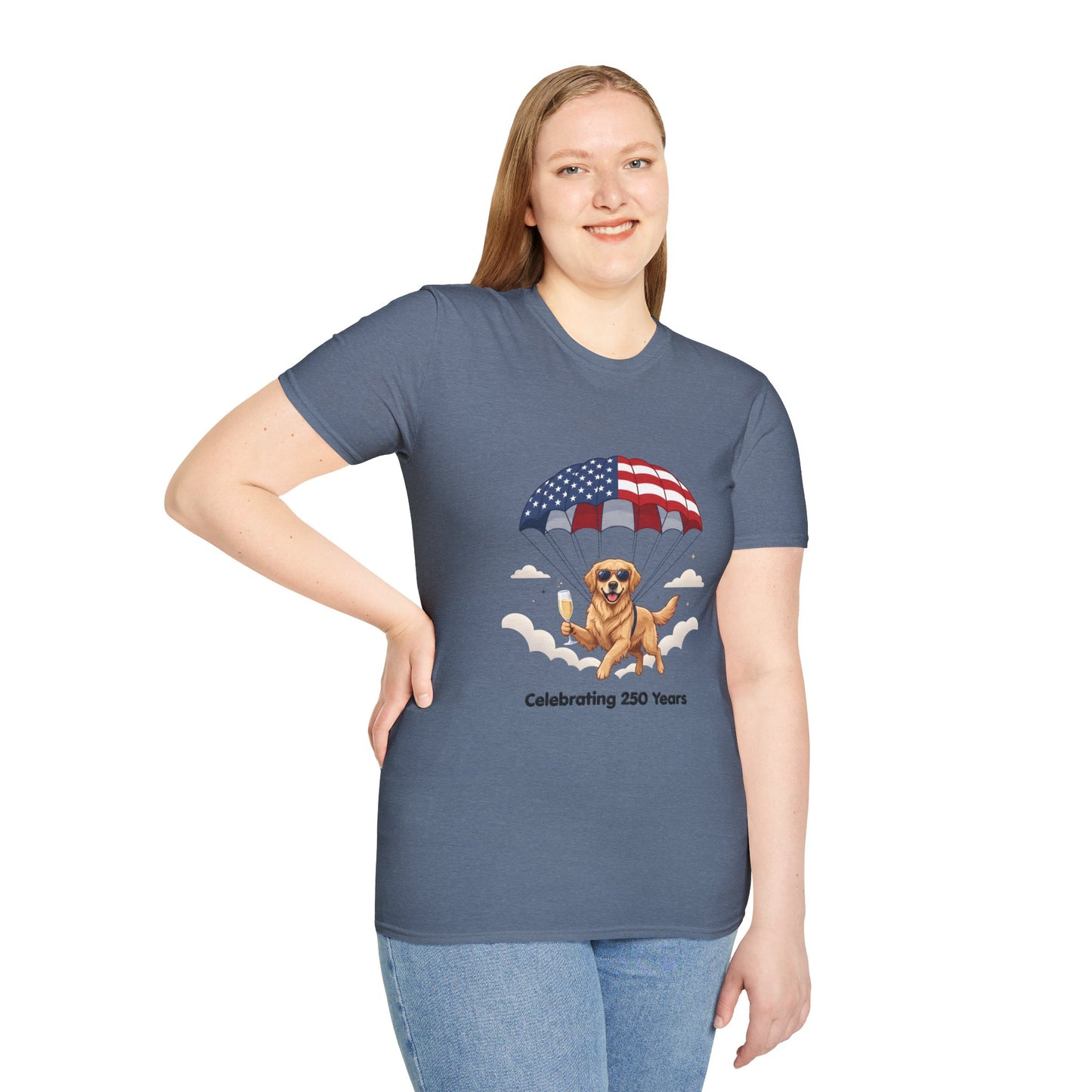 Patriotic Golden Retriever T-Shirt — "Celebrating 250 Years"